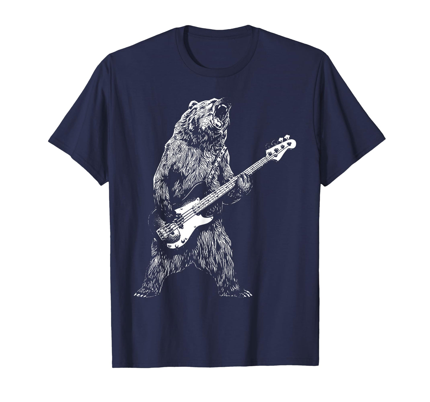 Bear Playing Bass Guitar Shirt for Men Animal Playing Guitar T-Shirt