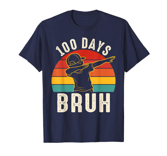 100 Days Bruh Dabbing Boys Funny 100th Day of School Kids T-Shirt