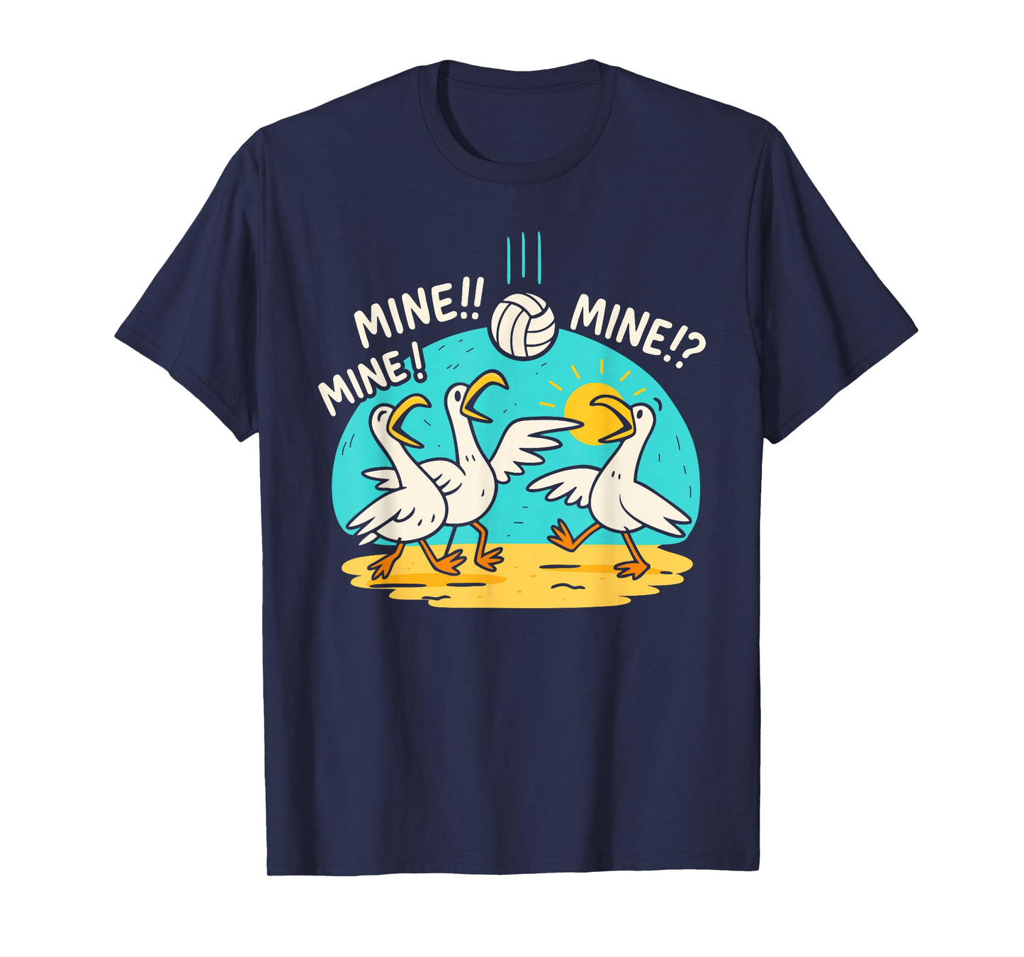 Funny Bird Playing Volleyball Mine Game Day Vibes Sports T-Shirt