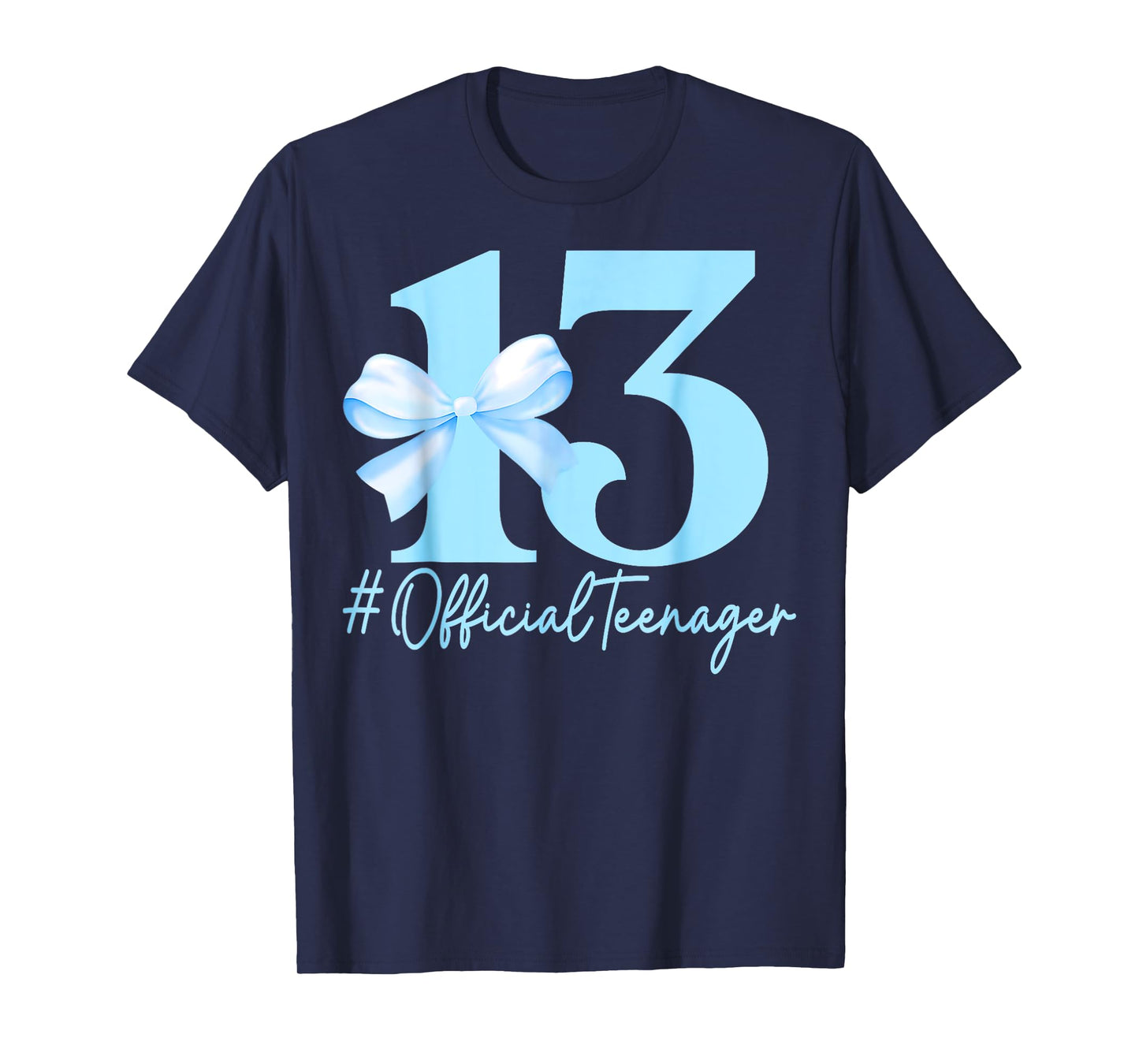 13th Birthday Girl Blue Coquette Bow Official Teenager Girls T-Shirt