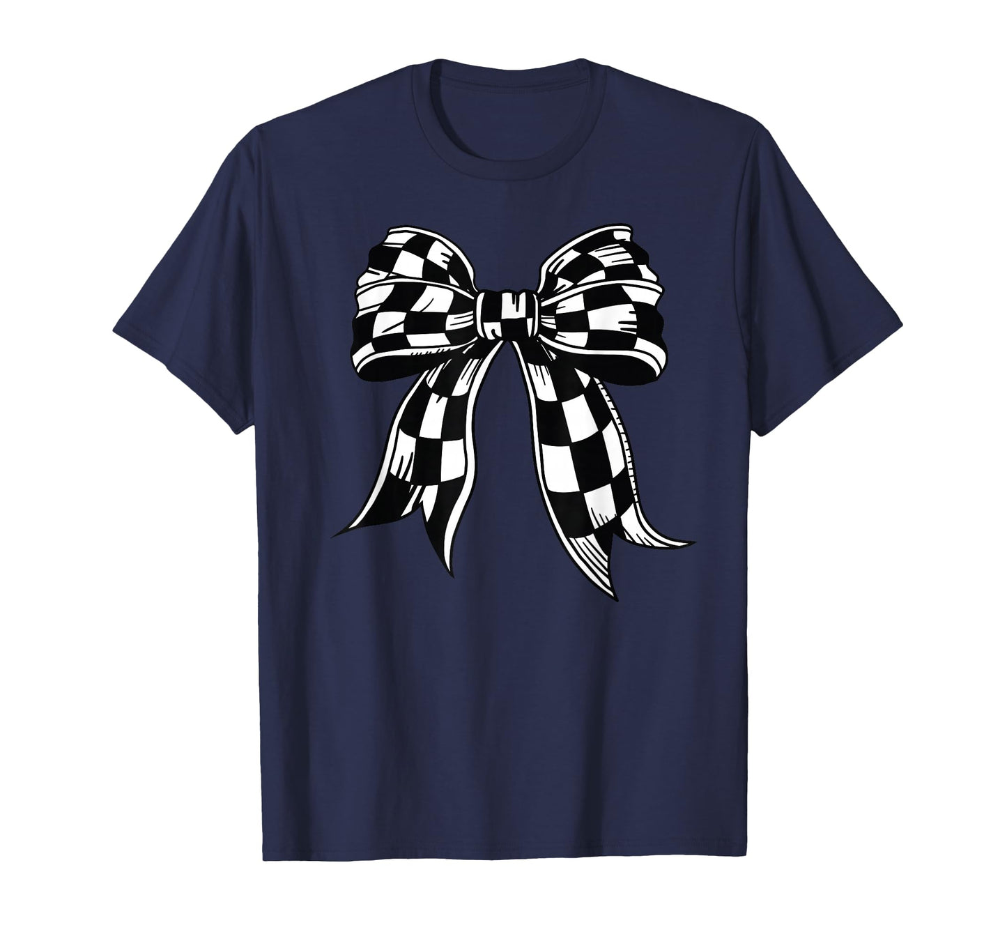Checkered Bow Tie Flag Automobile Motor Race Car Racing team T-Shirt