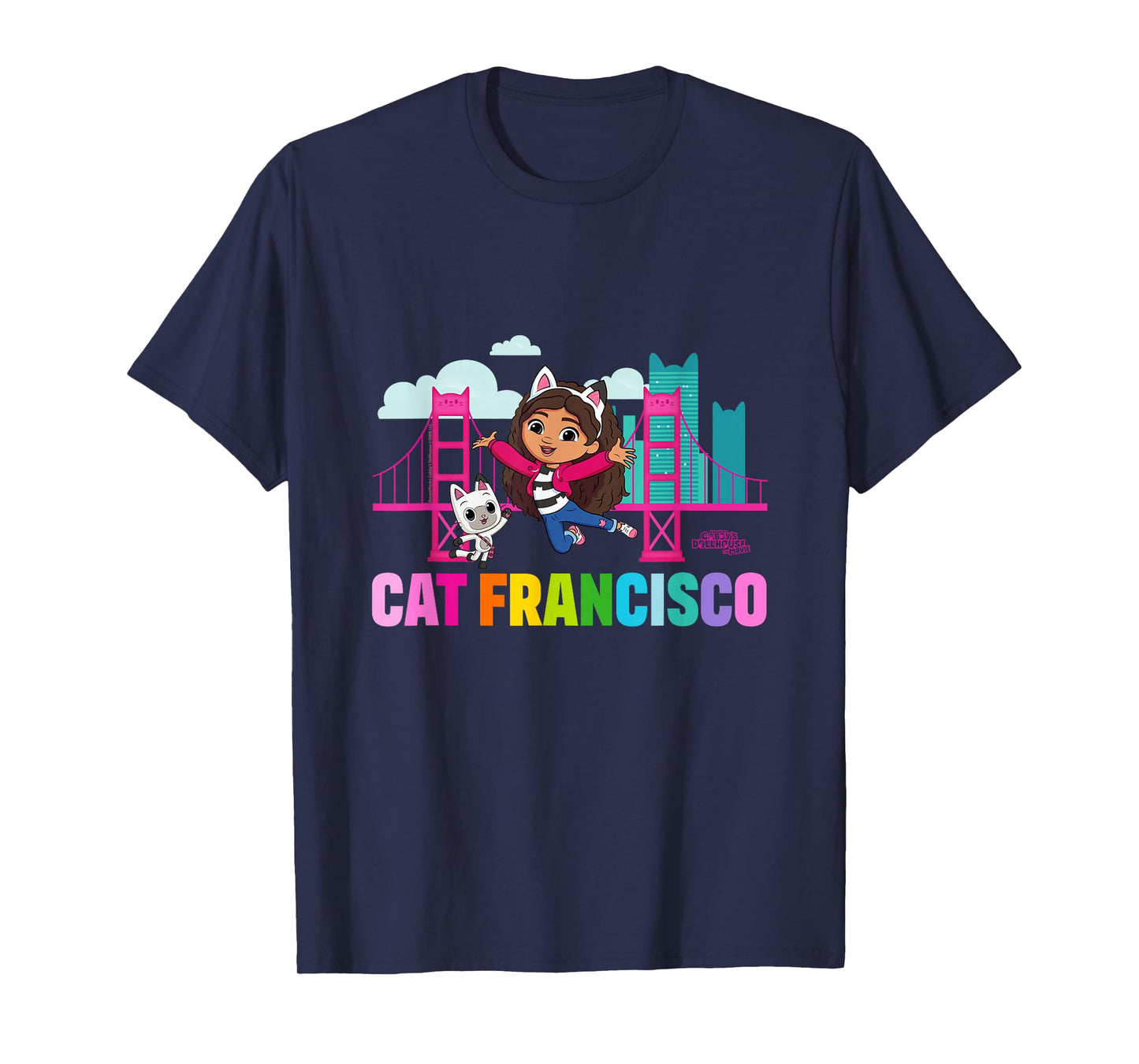 DreamWorks Gabby's Dollhouse The Movie Cat Francisco Rainbow T-Shirt