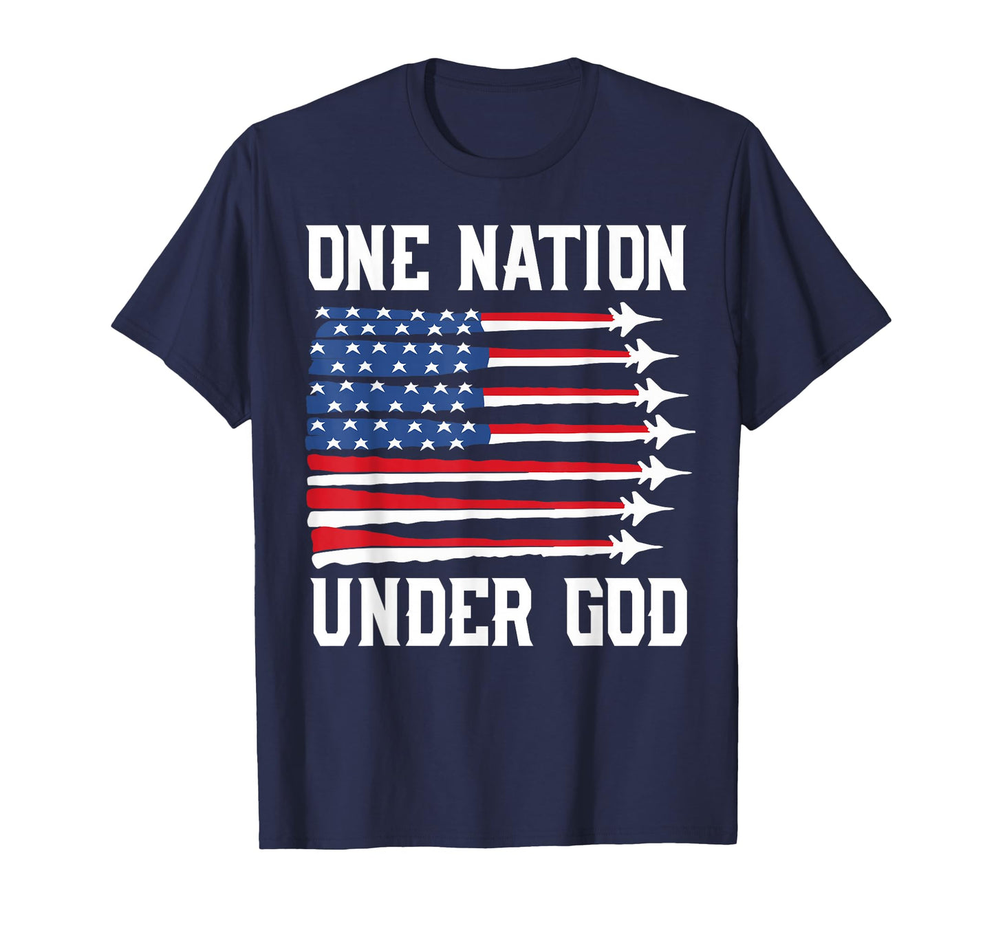 Boy 4th July One Nation Under God USA Fighter Jet Patriotic T-Shirt