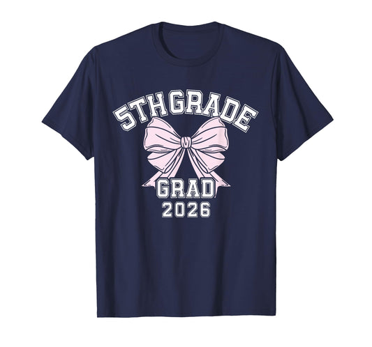 Fifth 5th Grade Grad 2026 Bow Elementary School Graduate T-Shirt