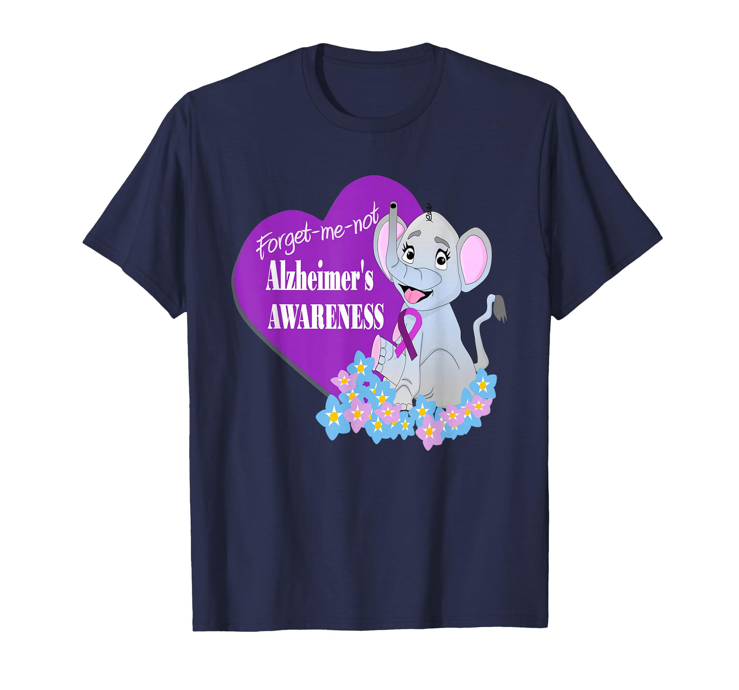 World's Alzheimer's Awareness Elephant Forget-Me-Nots Men, T-Shirt