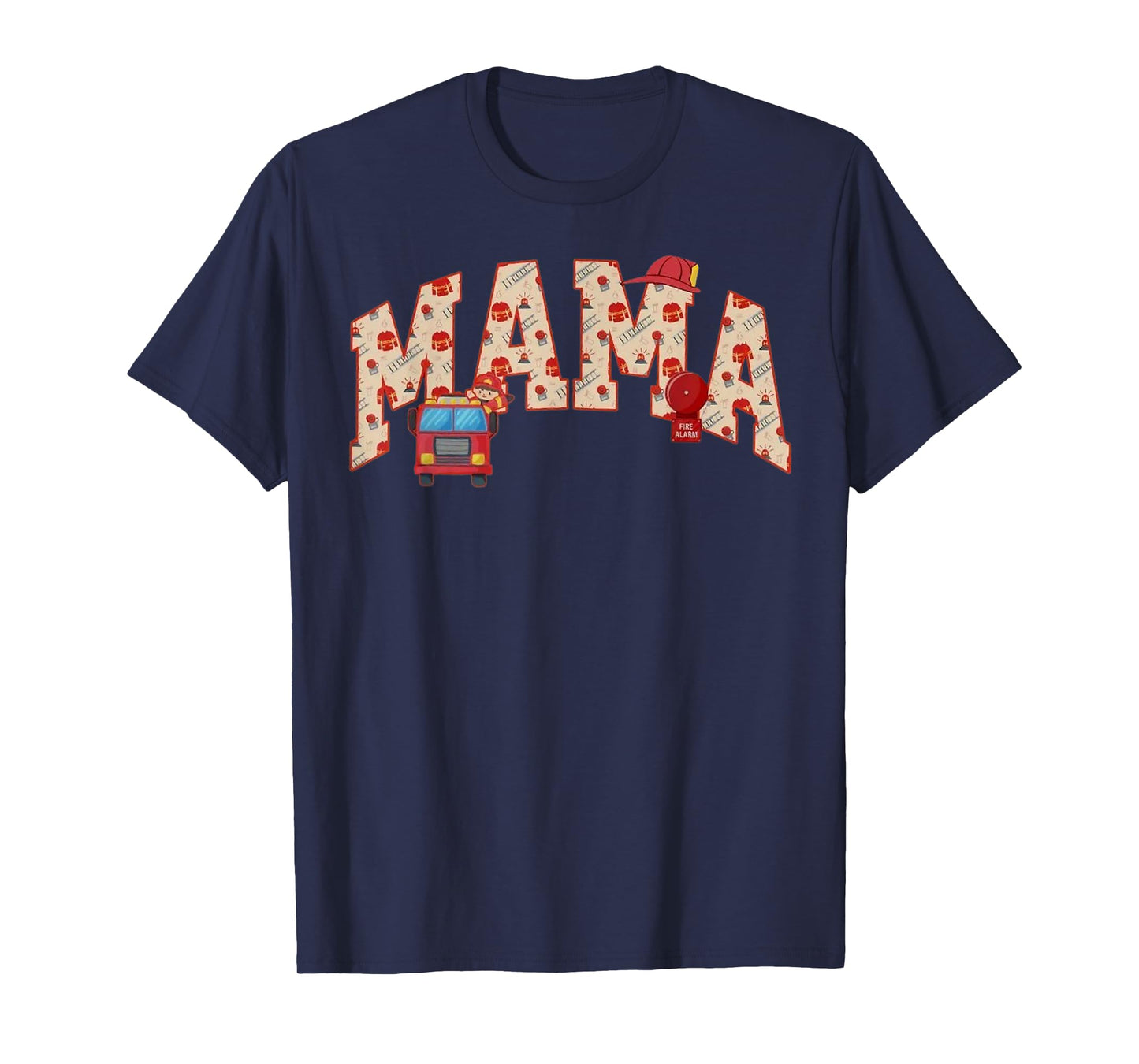 Mama Birthday Boy Fire Truck Firefighter First Birthday Mom T-Shirt