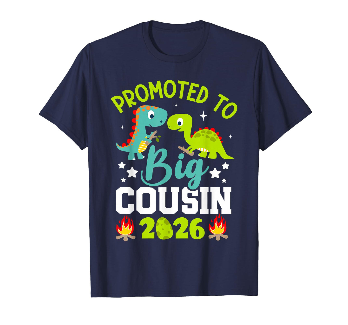 Promoted to Big Cousin 2026 with Dinosaur New Baby Shower T-Shirt