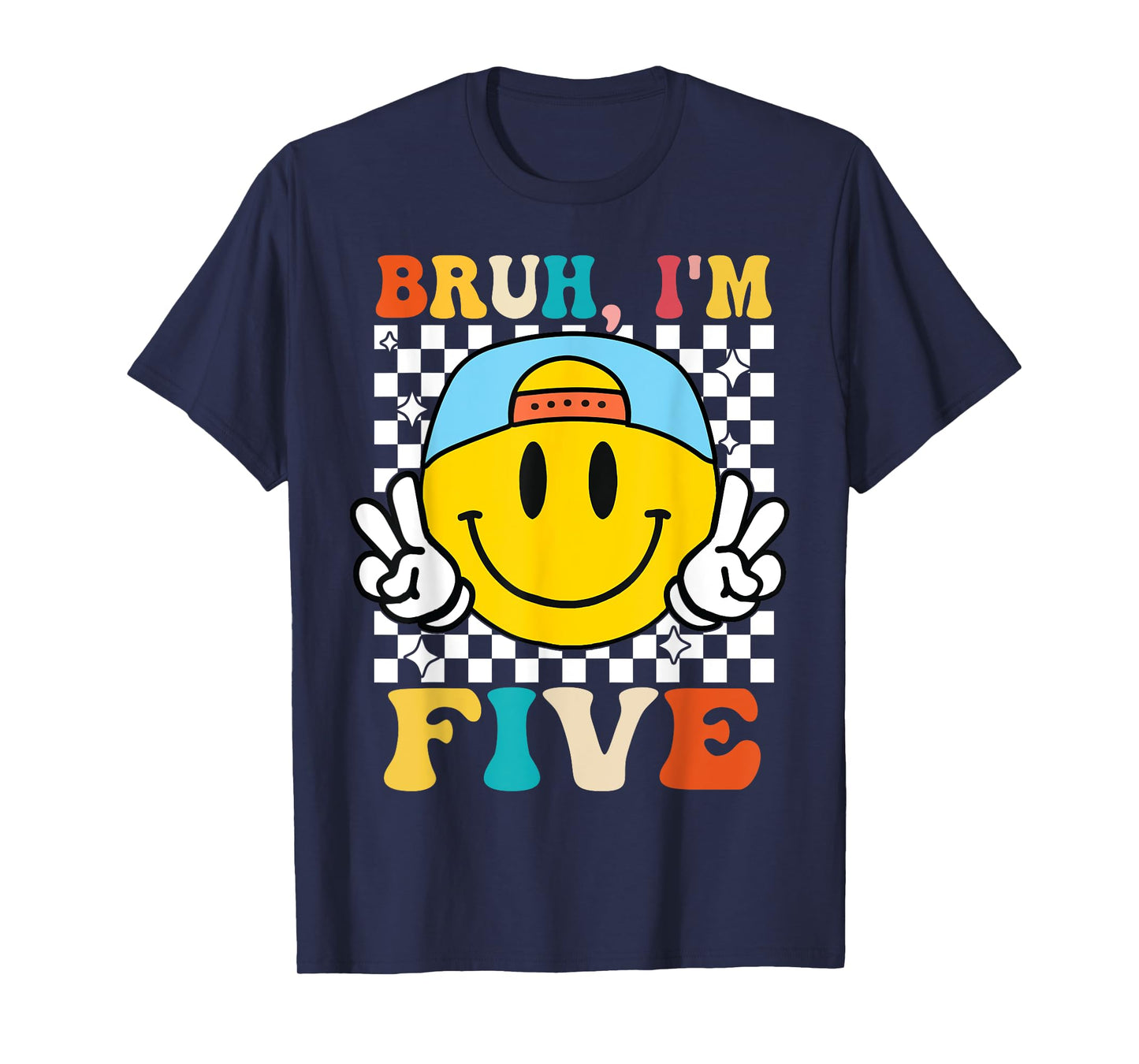 Bruh I'm Five 5 5th Birthday Groovy Boys Girls 5 Years Old T-Shirt