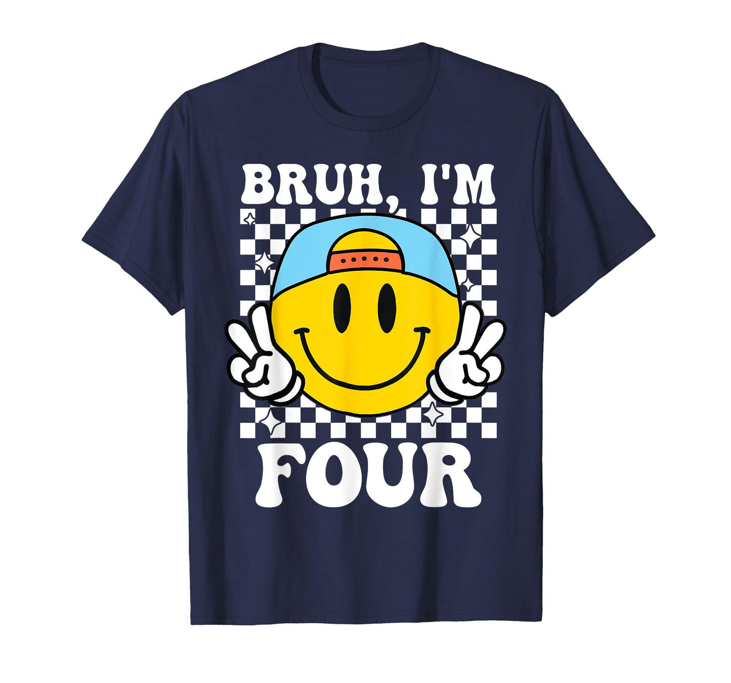 Bruh I'm Four 4 4th Birthday Groovy Boys Girls 4 Years Old T-Shirt