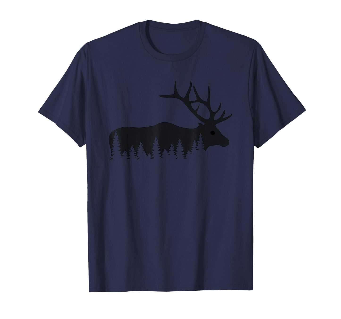 Elk Trees Silhouette Buck Deer Hunting Outdoors T-Shirt