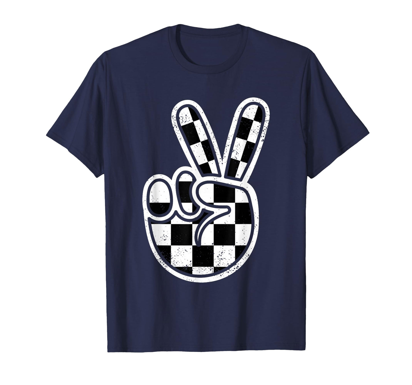 Checkered Peace Sign 60s 70s 80s Race Car Gamer Boys Toddler T-Shirt