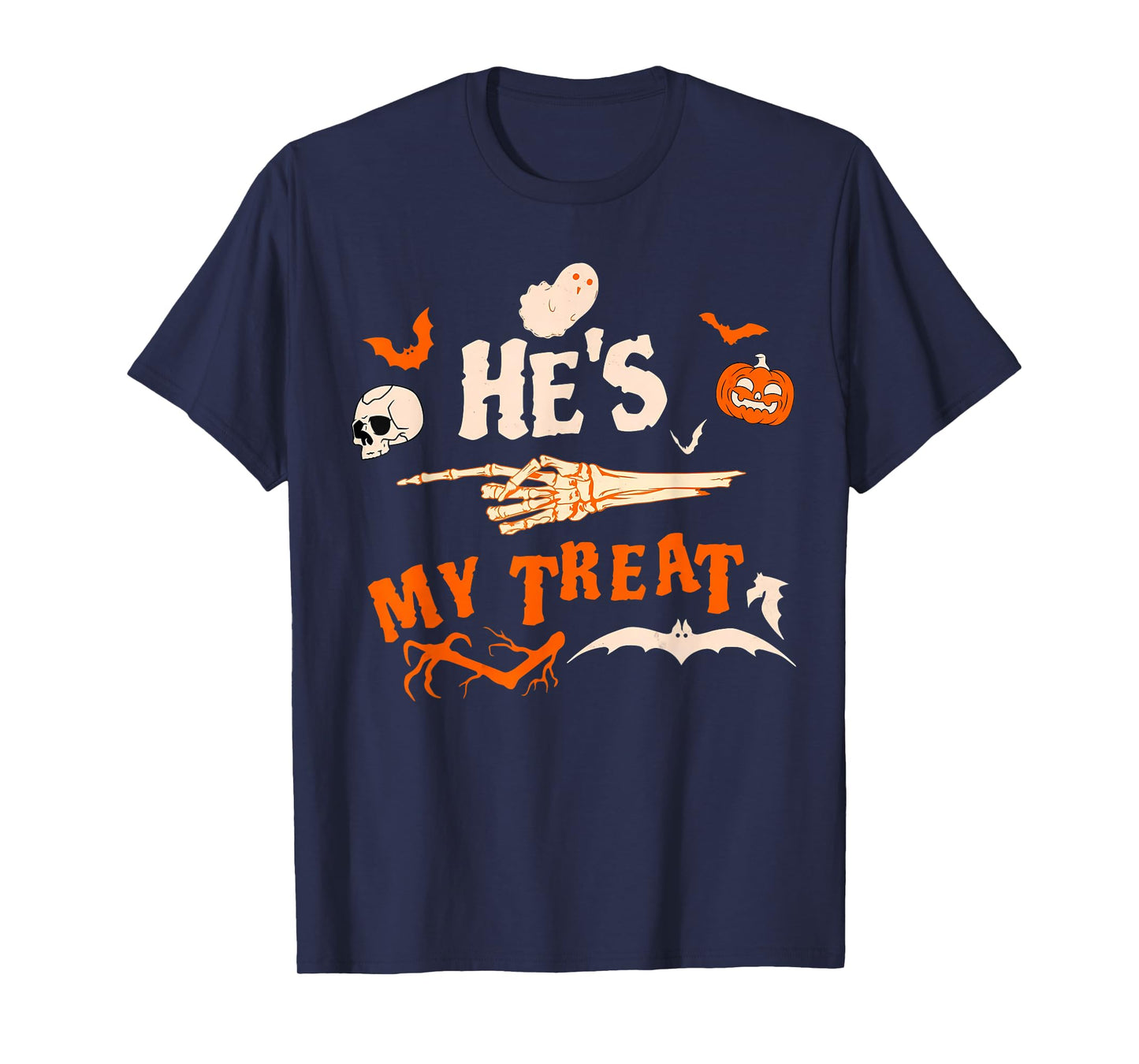 He's My Trick Funny Skeleton Halloween Matching Couples T-Shirt