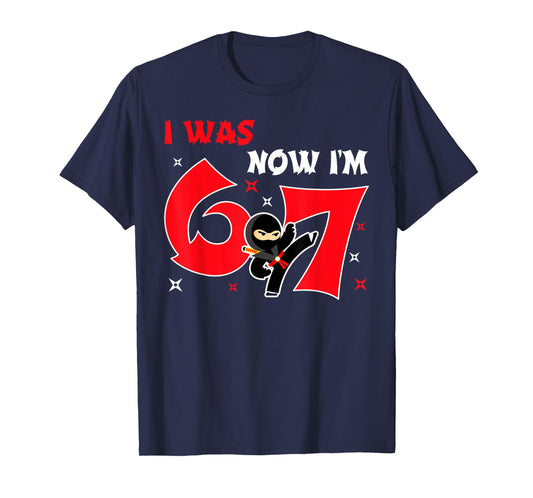 I was 6 Now I'm 7 7th Birthday Boy Kids Ninja Birthday Party T-Shirt