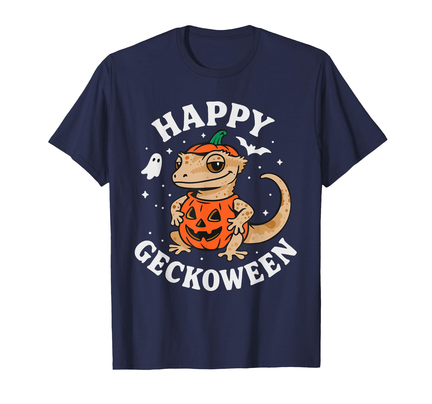 Funny Halloween Cute Crested Eyelash Gecko Pumpkin Costume T-Shirt