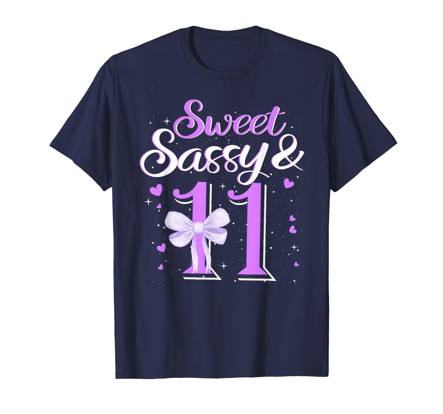 Purple Sweet Sassy And 11st eleven Bow Birthday 11 Year Old T-Shirt
