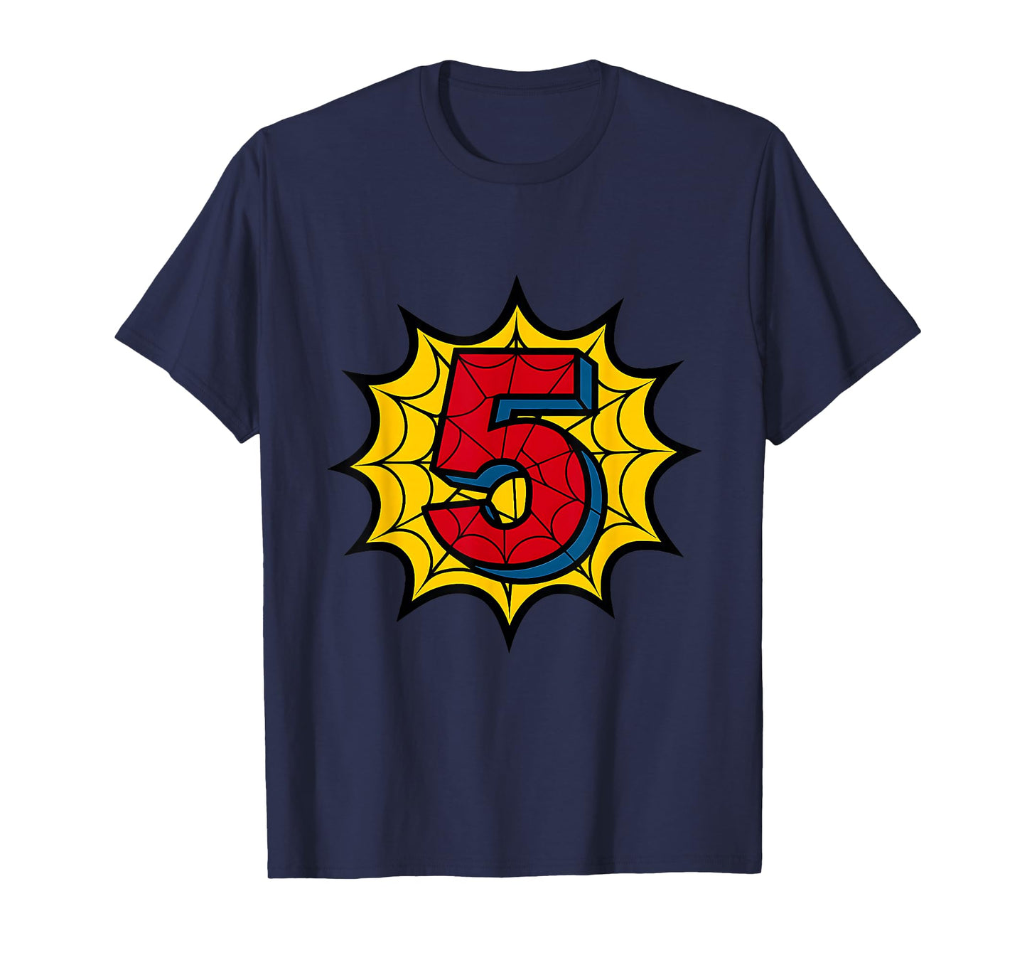 Kids 5th Birthday Spider Theme Party 5 Year Old Boys Youth T-Shirt