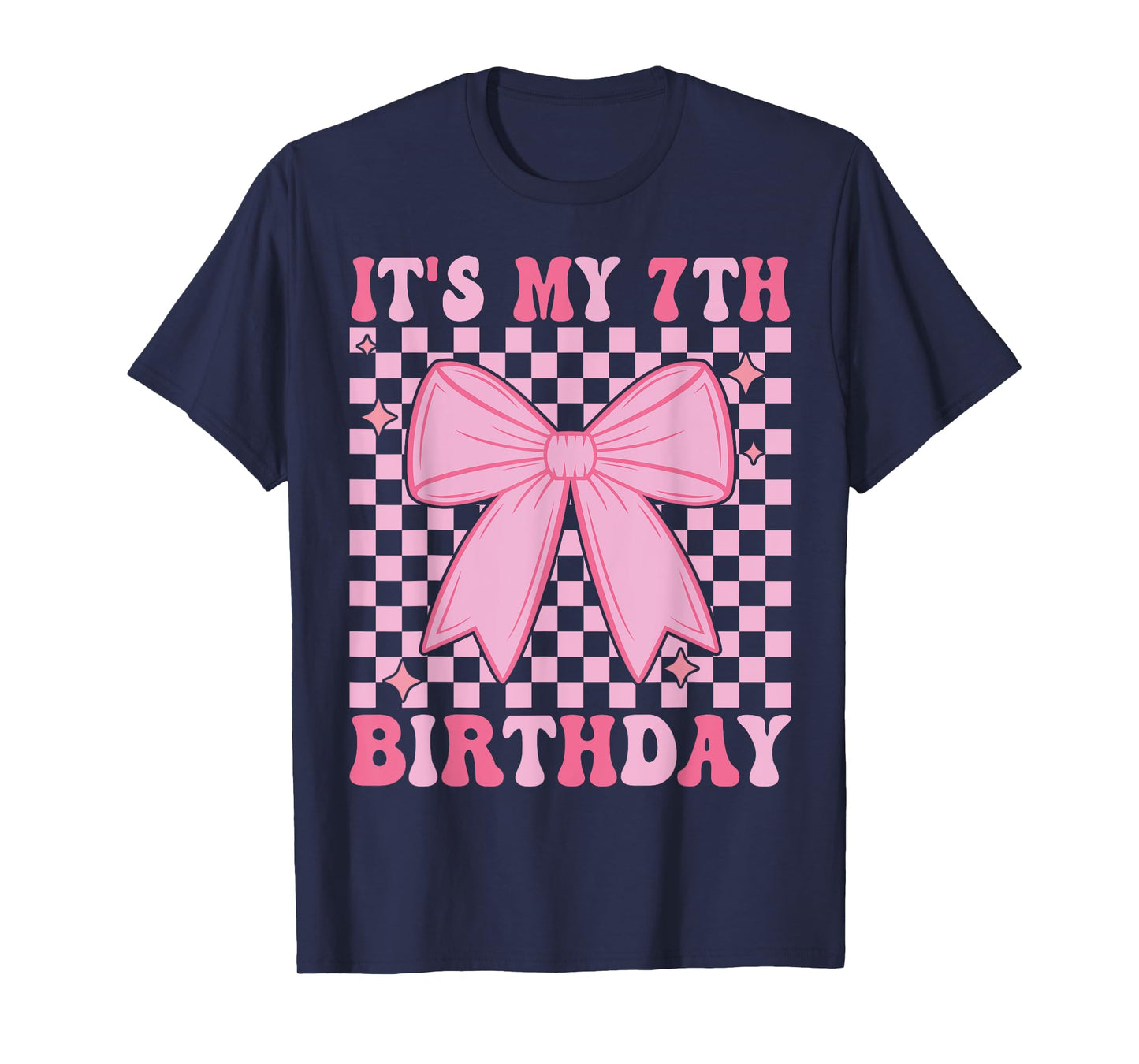 7th Coquette Themed Birthday Seven Year Old Girl Bow T-Shirt