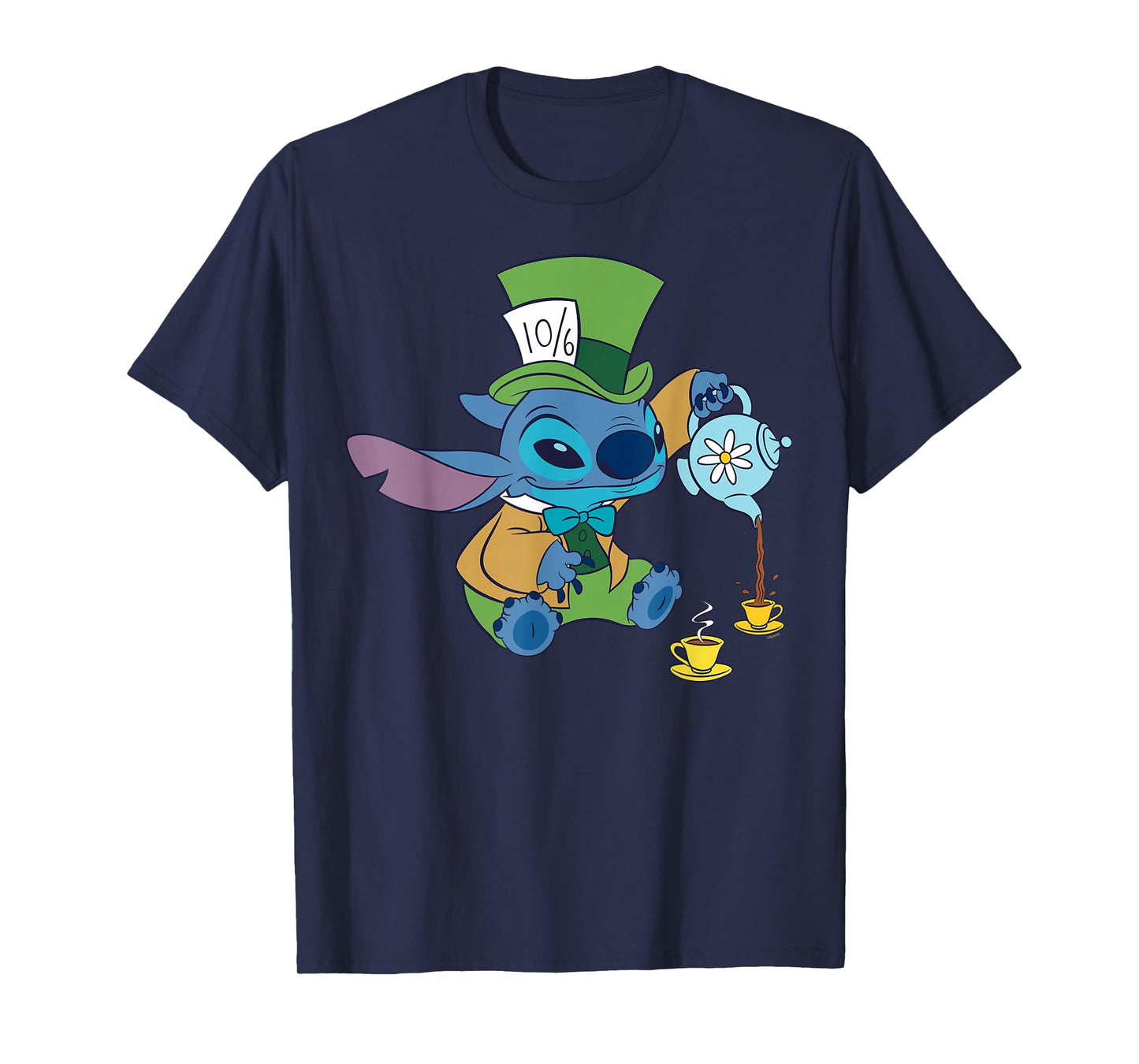 Disney Stitch in Mad Hatter Costume Halloween Wonderland T-Shirt