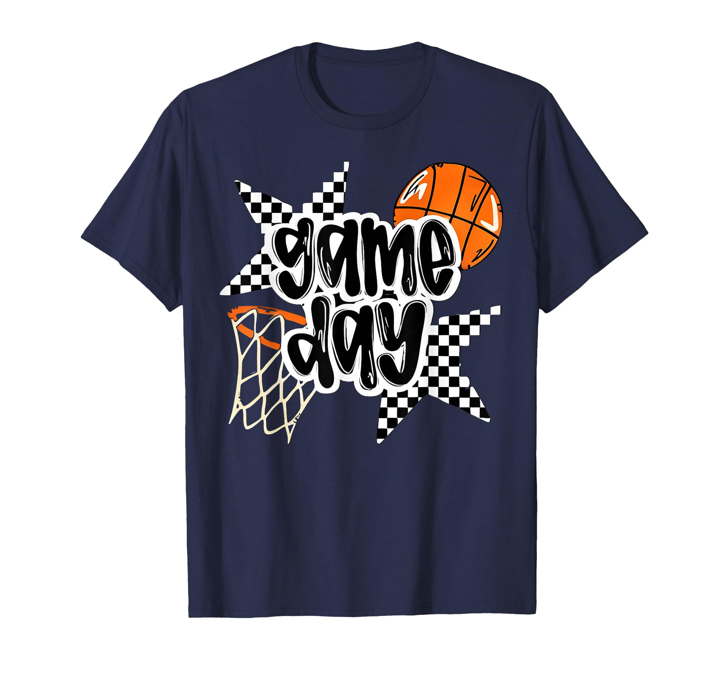 Basketball Player Game Day Checkered Basketball Fan Mom T-Shirt