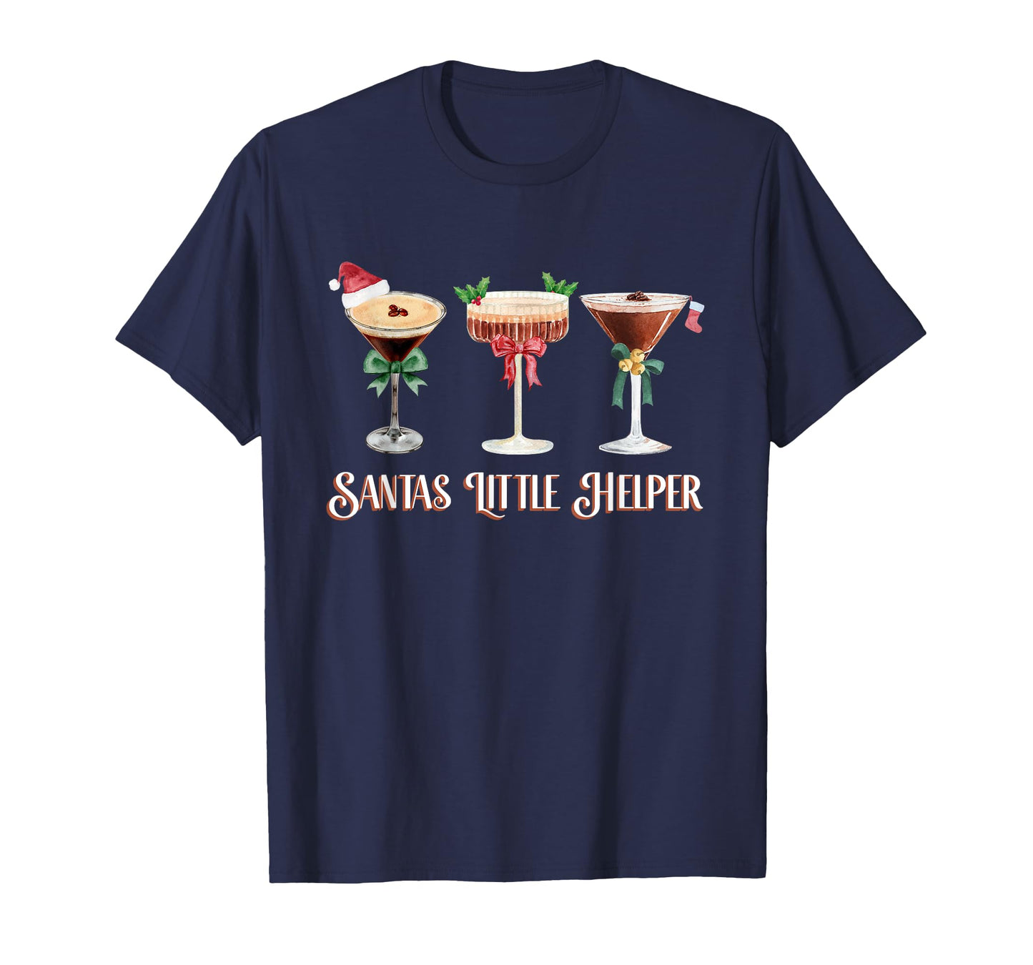 Santa's Little Helper Espresso Martini Christmas Cocktail T-Shirt