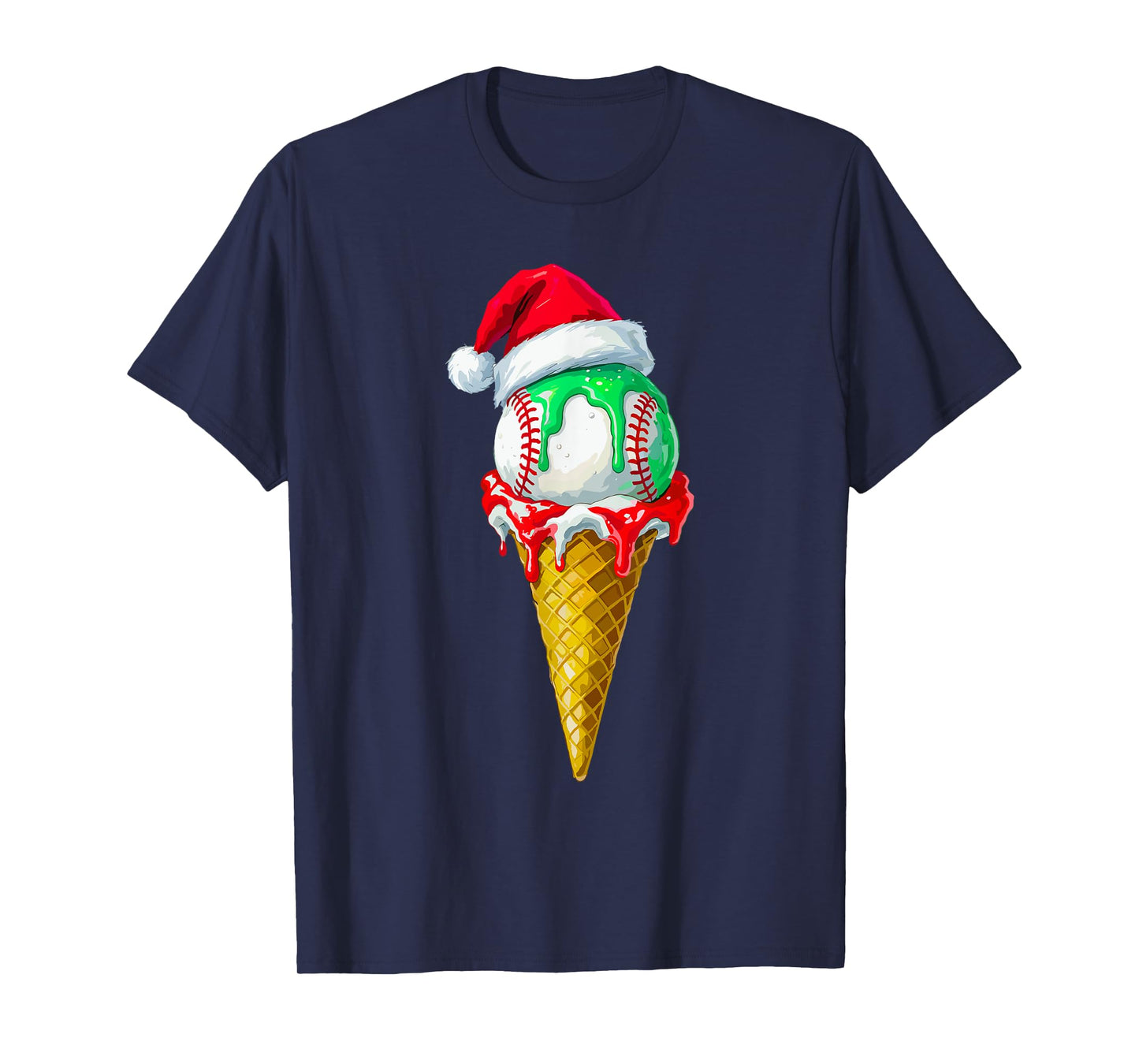 Ice Cream Drip Baseball Christmas Baseball Drip for Boys T-Shirt