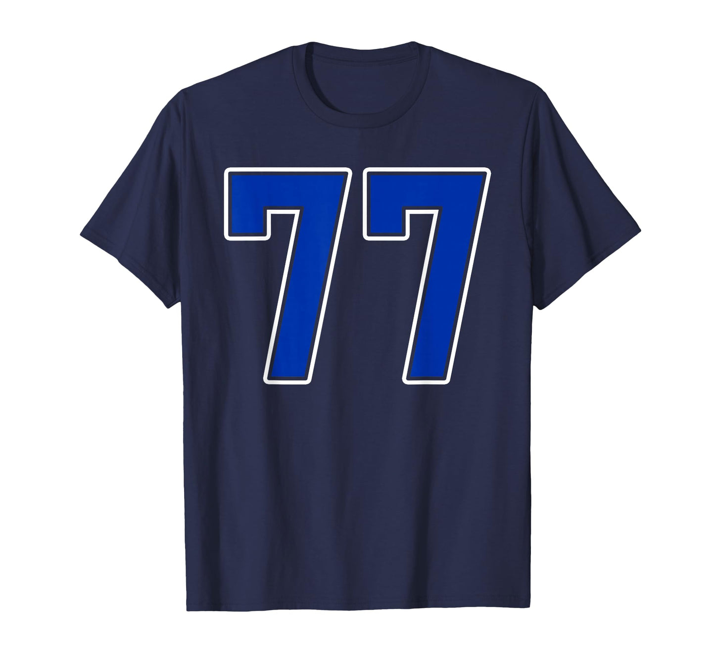 Royal Blue White Number 77 Jersey Player Uniform #77 T-Shirt