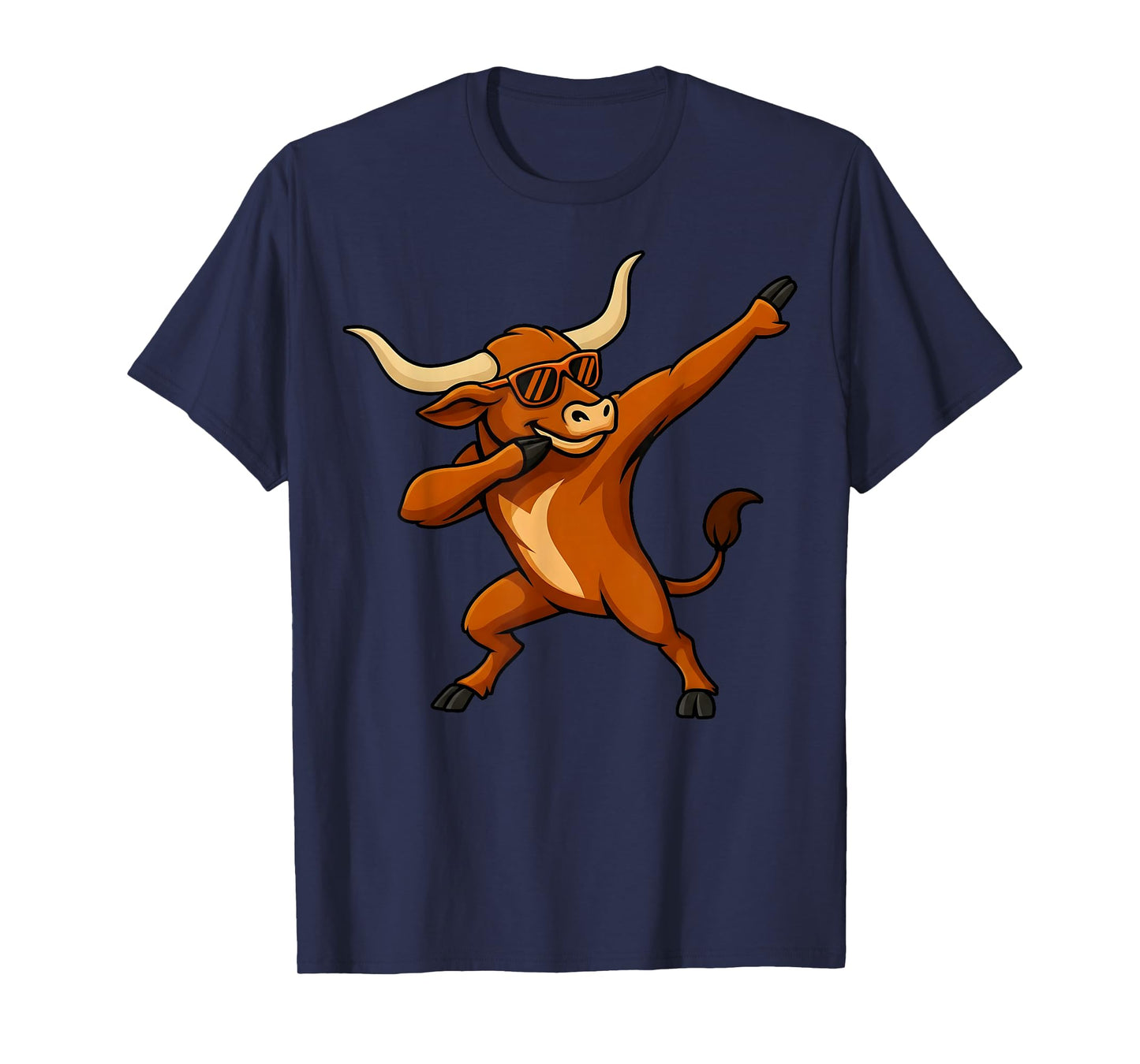 Longhorn Cow Dabbing with Sunglasses Men Women Girls Kids T-Shirt