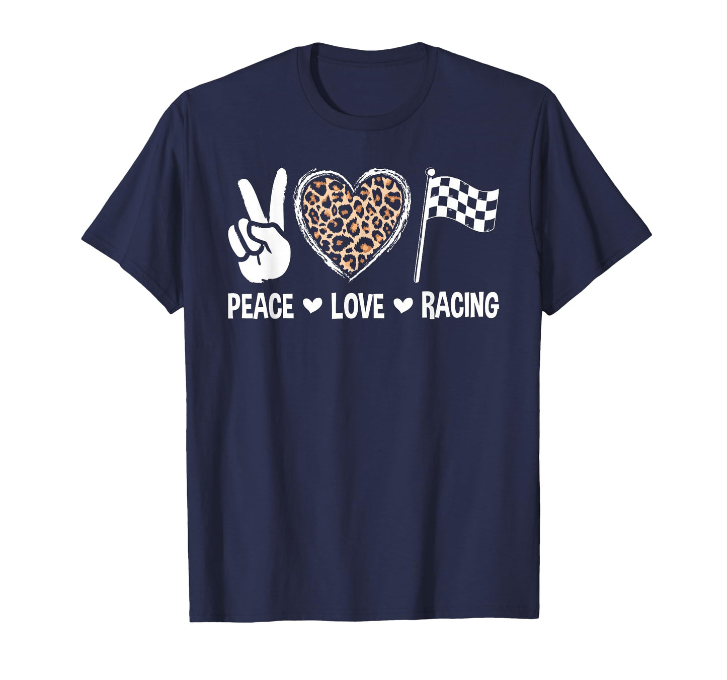 Women's Racing Design Kids Girls Peace Love Racing Race Flag T-Shirt