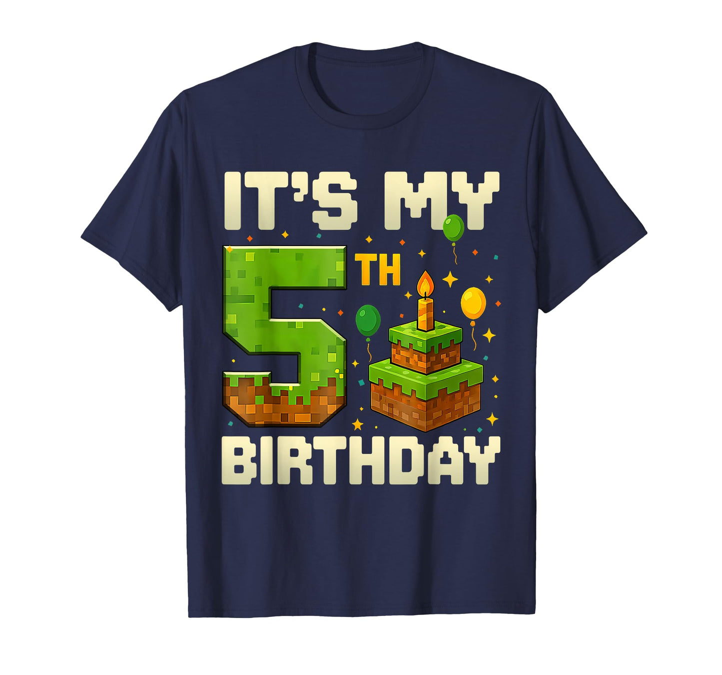 Birthday Boy 5 Years It's My 5th Birthday Game Video Pixel T-Shirt