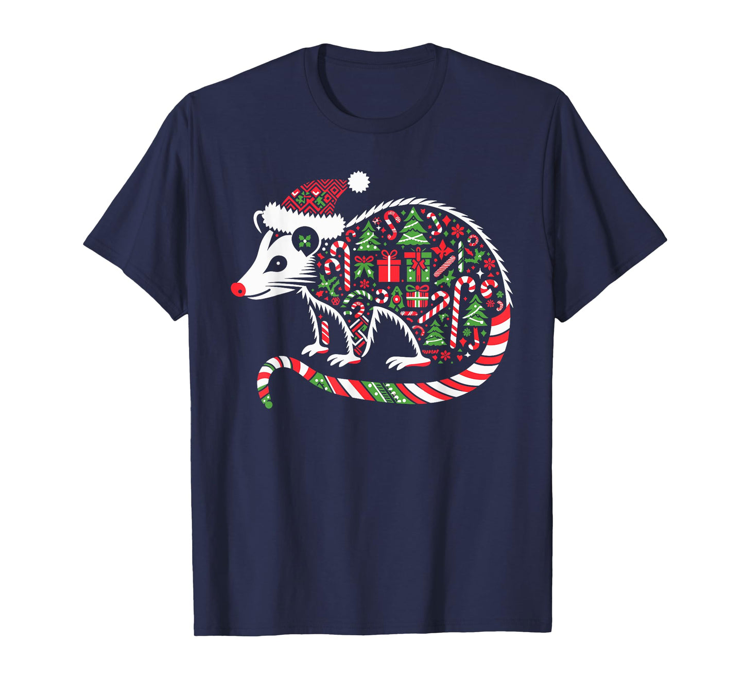 Christmas Tree Candy Possum Santa Christmas Womens Mens Kids T-Shirt