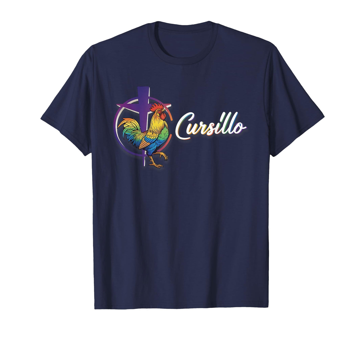 DeColores Cursillo Rainbow Rooster Catholic T-Shirt