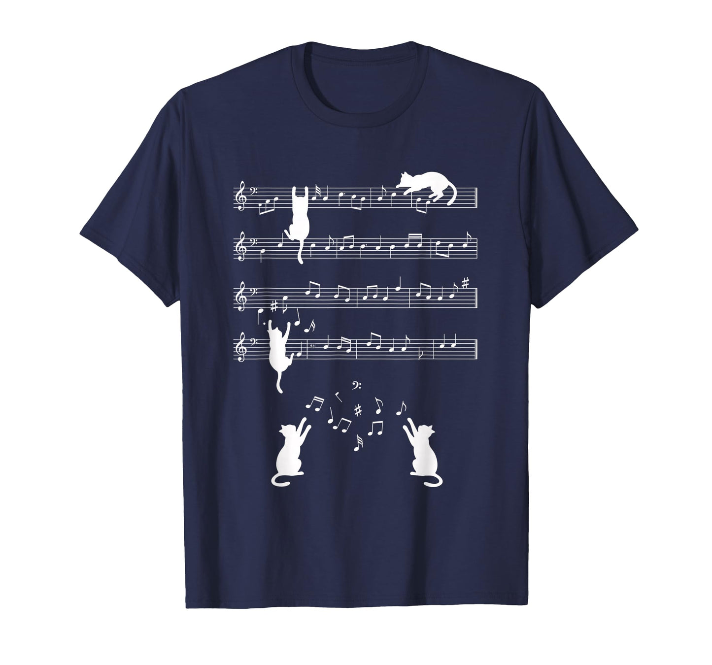 Cat Musical Notes - Cats On Sheet Music Cat Lovers & Mus T-Shirt