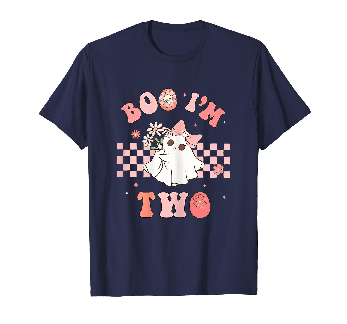 Boo I'm Two Ghost Pink Bow 2nd Birthday Halloween Girls T-Shirt