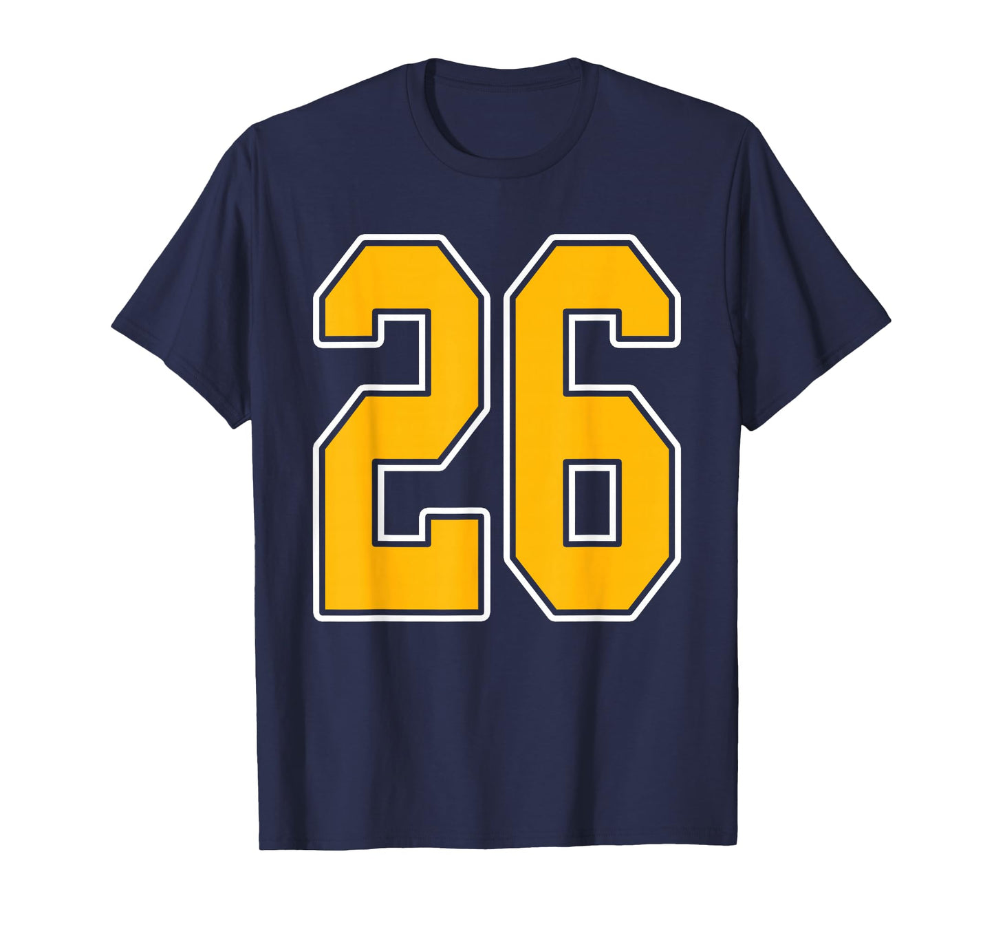 Gold and White Sports Number 26 Jersey Uniform Player T-Shirt