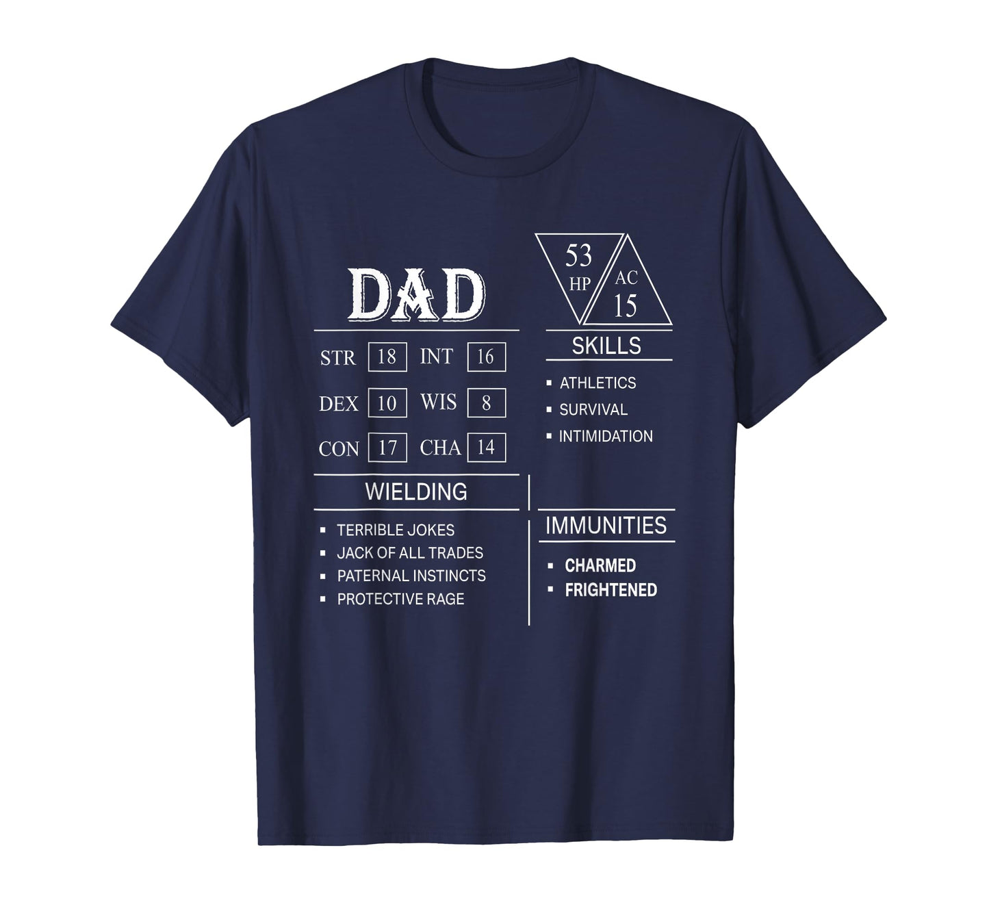 Roleplaying Dice Gamer Dragon Dad Stat Skills Wielding T-Shirt