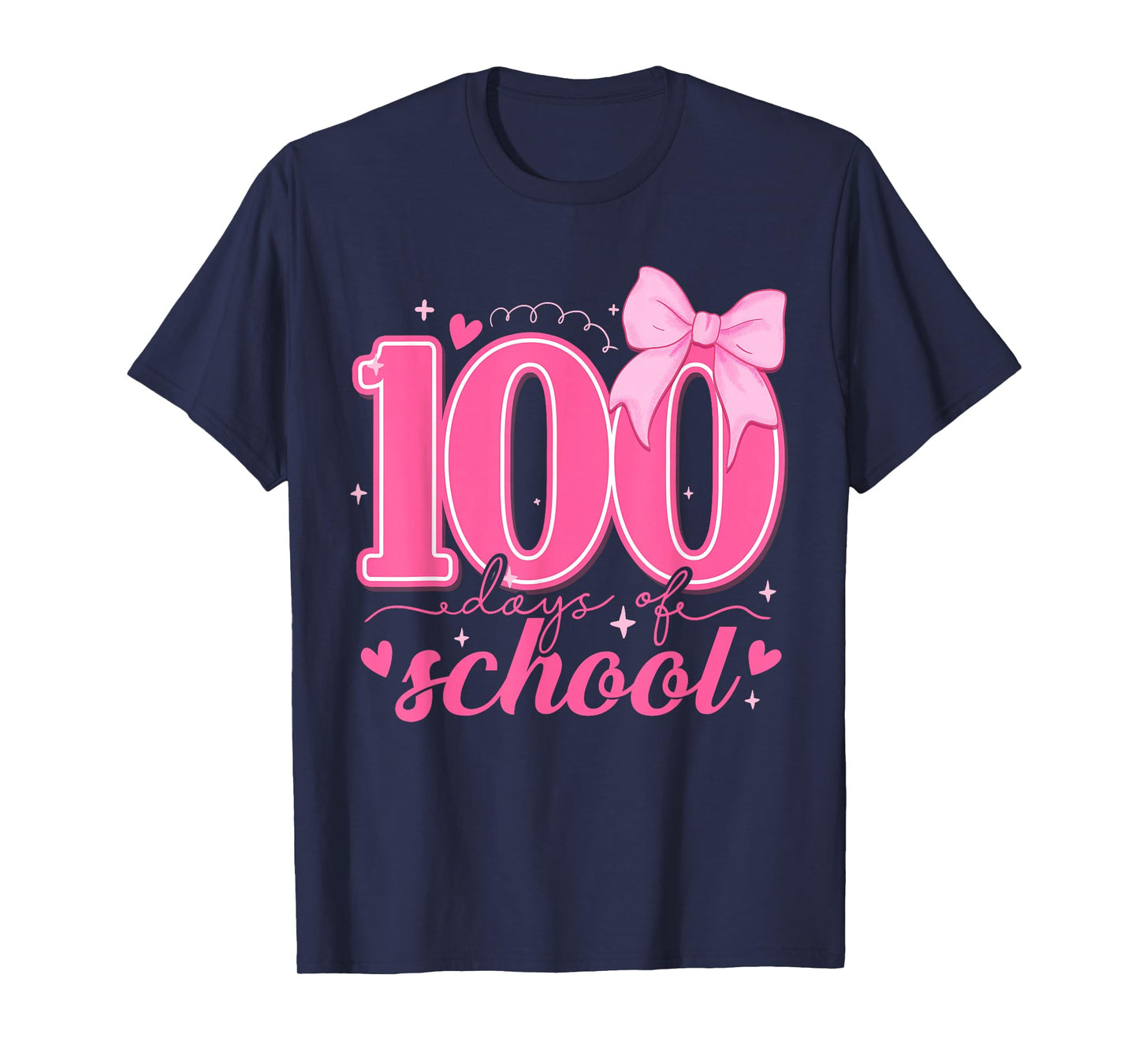 100 Days of School Bow 100th Day of School Teachers Girls T-Shirt
