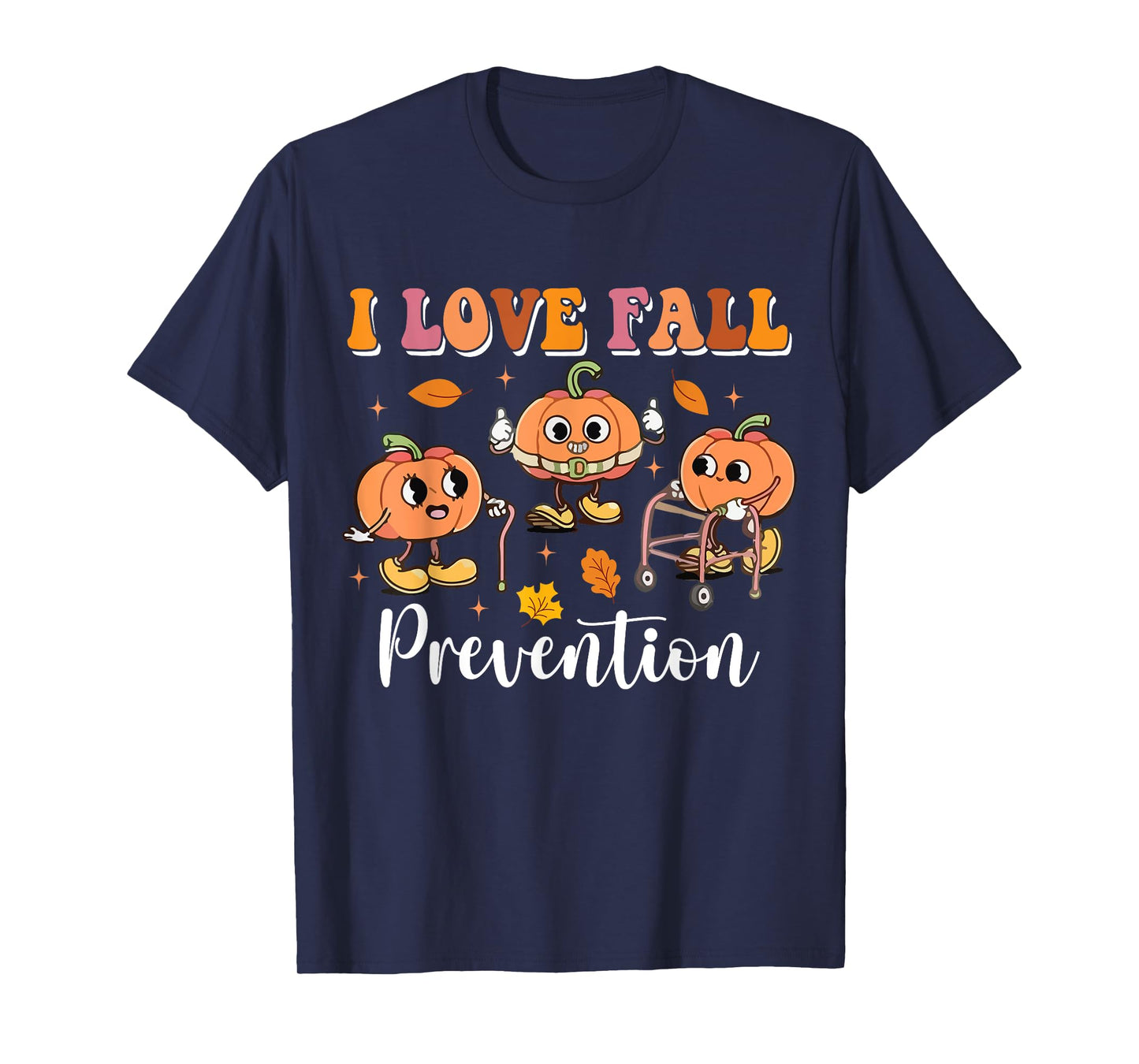 Groovy Retro I Love Fall Prevention Fall Physical Therapy T-Shirt