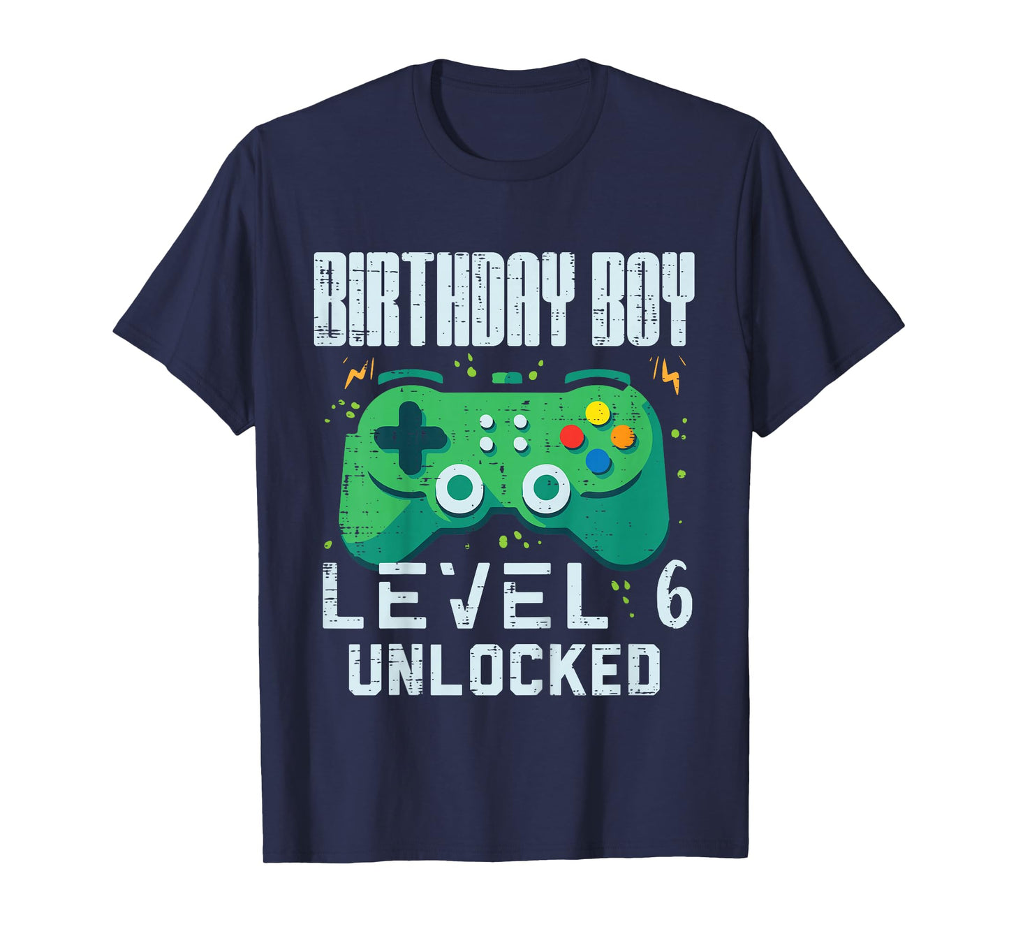 Birthday Boy Level 6 Unlocked Gamer Controller 6th Bday Boys T-Shirt