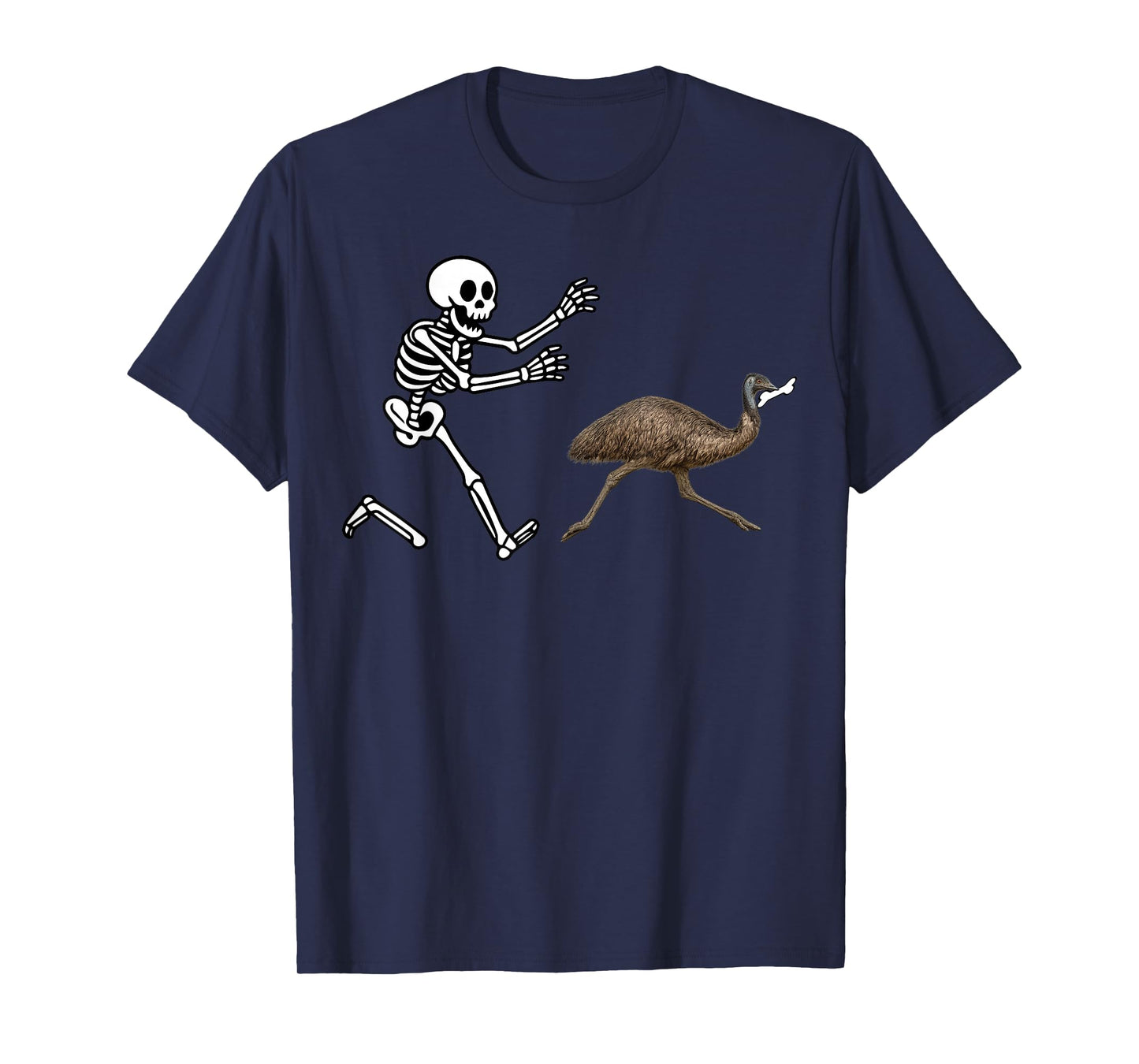 Funny emu Running Skeleton Halloween T-Shirt