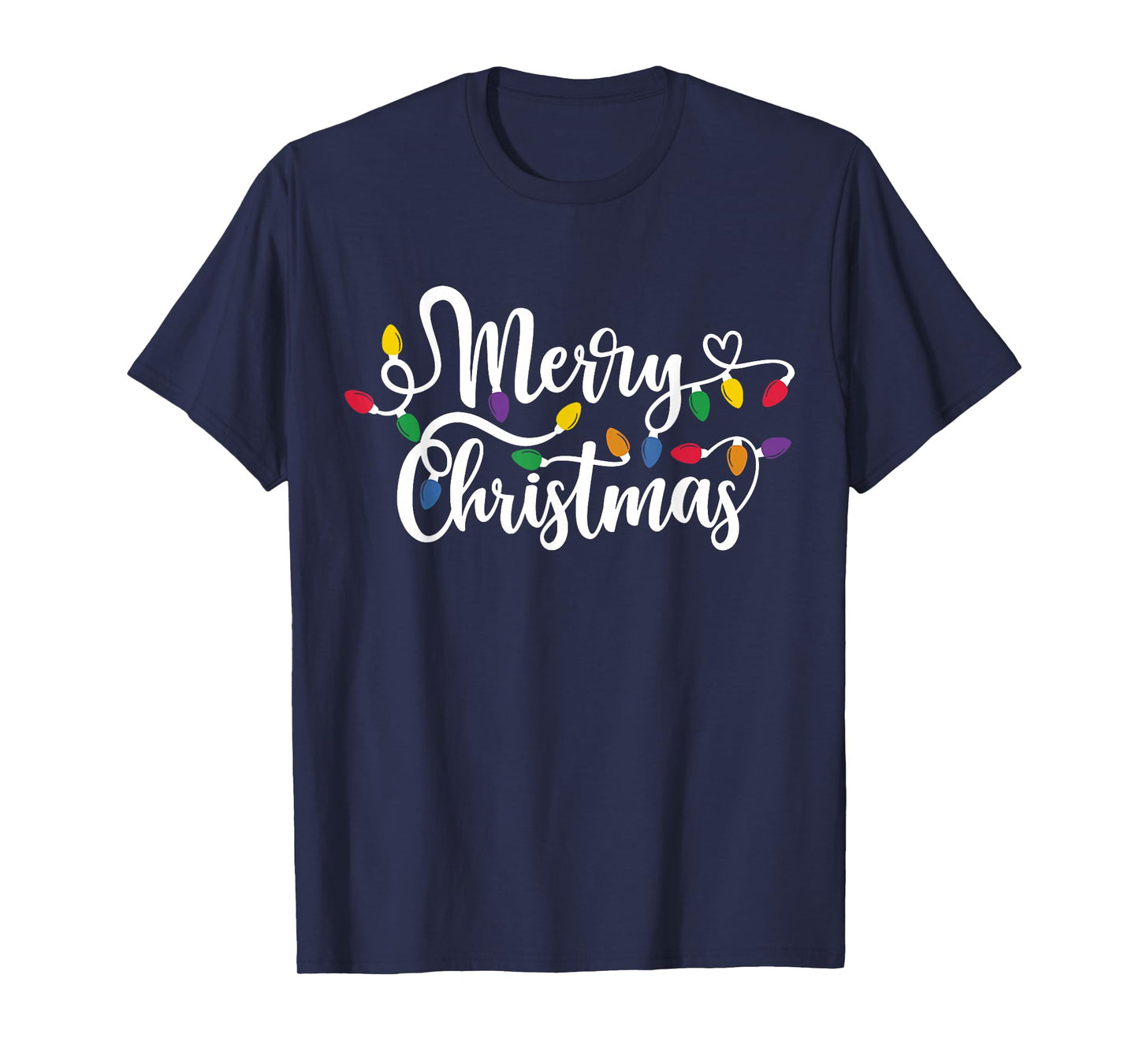 Merry Christmas Lights Red Santa Hat Xmas Family Men Women T-Shirt
