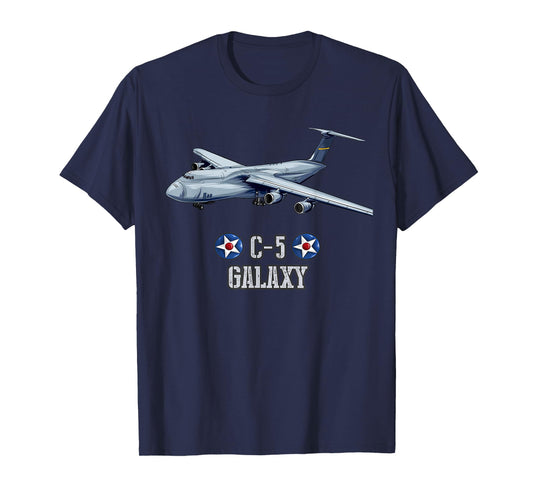 American C-5 Galaxy Military Transport Aircraft T-Shirt