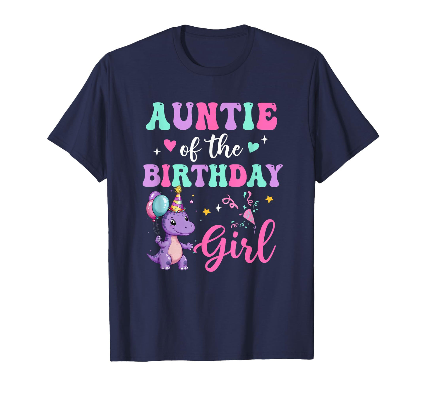 Auntie Of The Birthday For Girl Dinosaur T-Rex Party Family T-Shirt