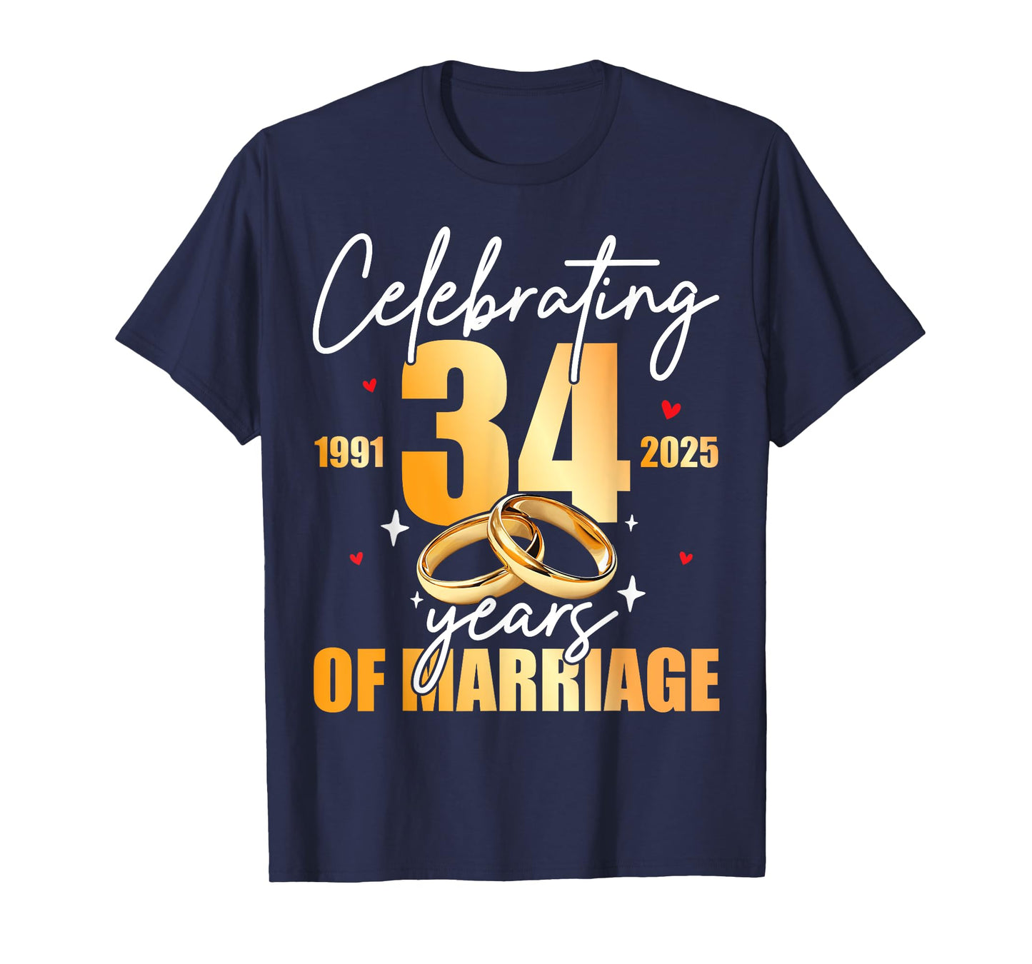 Celebrating 1991 34th 34 Years of Marriage Anniversary T-Shirt
