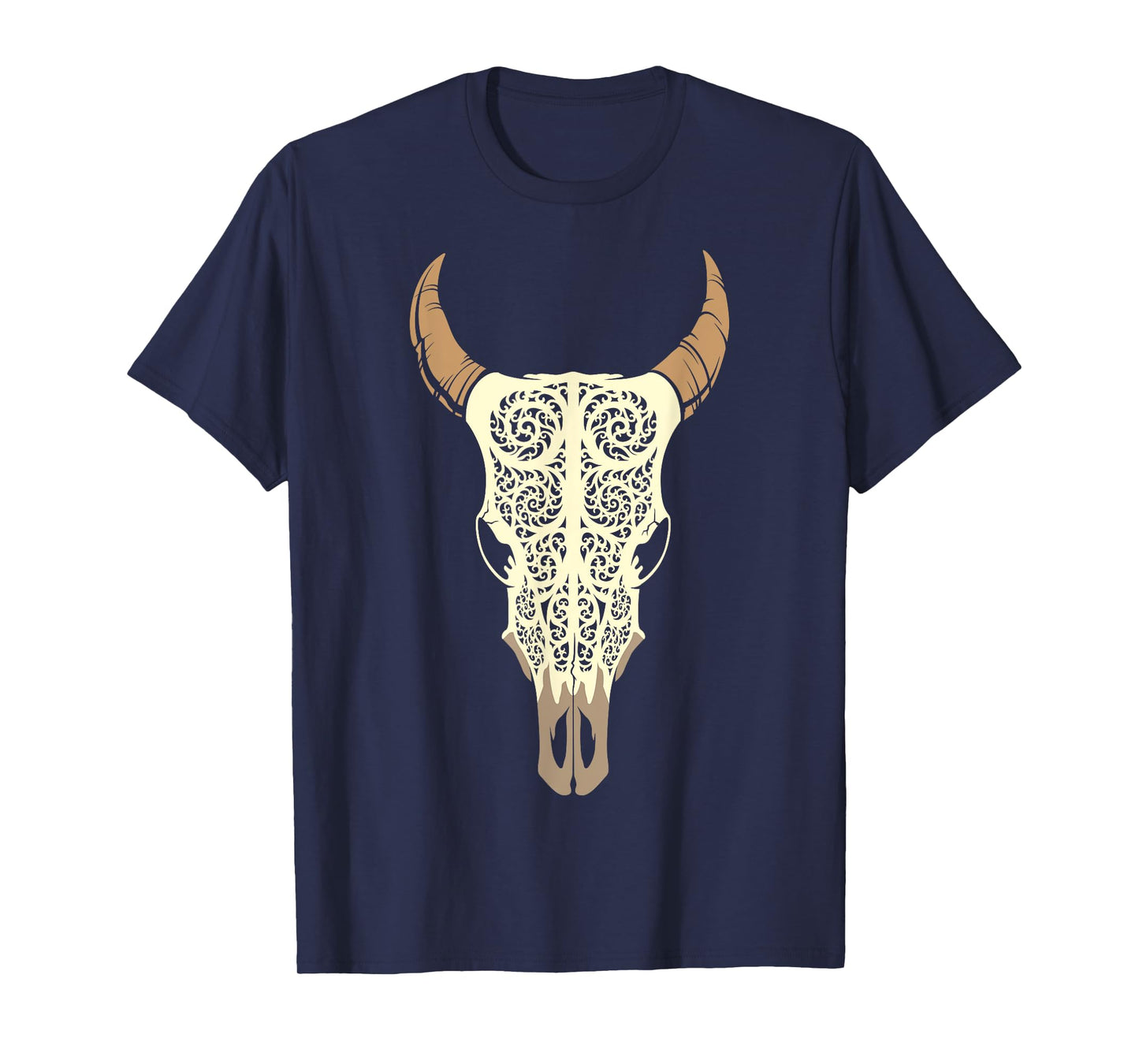 Steer Head Skull Shirt Cow Bull Horn Western Tribal Boho Tee T-Shirt