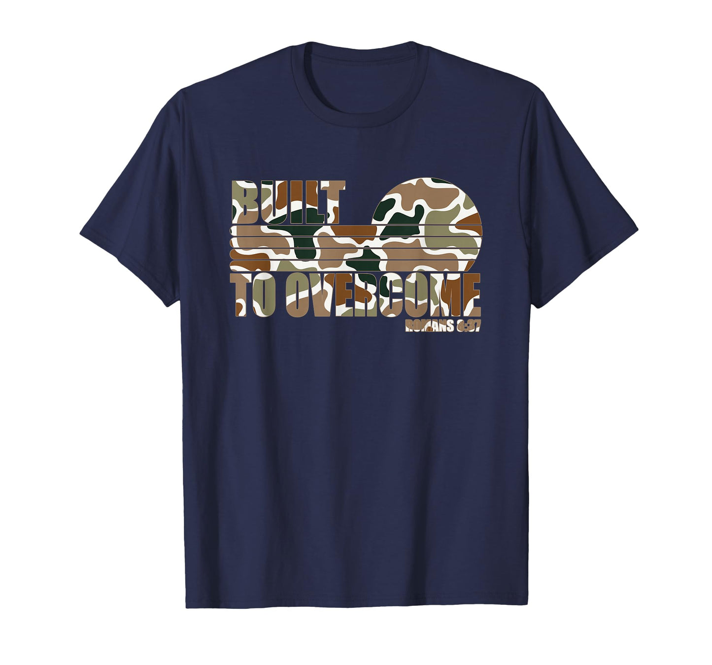 Built to Overcome Camo Faith Gym Workout Christian Scripture T-Shirt