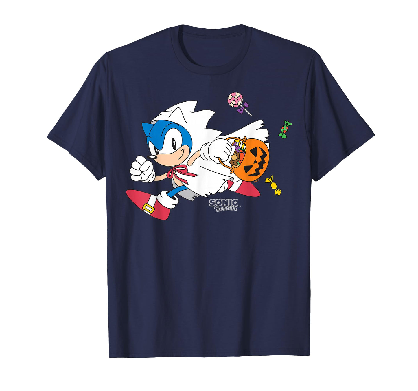Sonic The Hedgehog Halloween Trick Or Treat Ghost Disguise T-Shirt