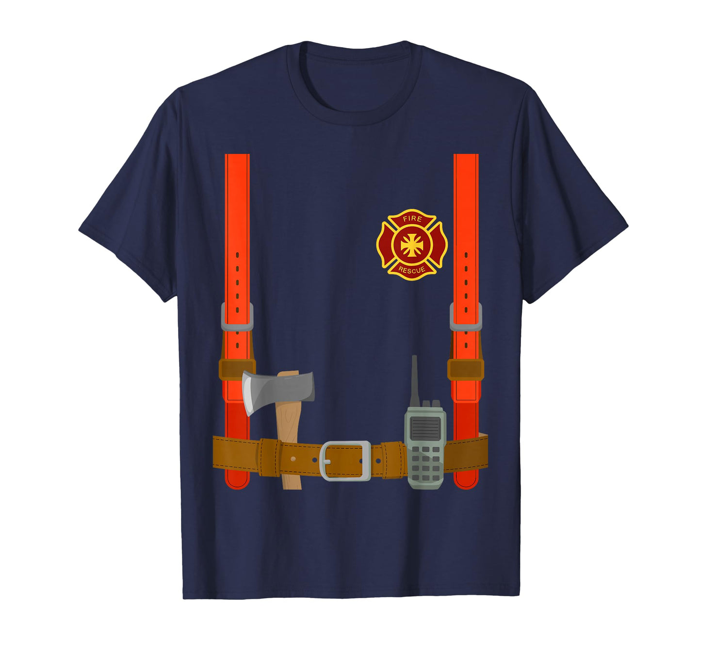 Firefighter Costume Halloween Fireman Uniform T-Shirt