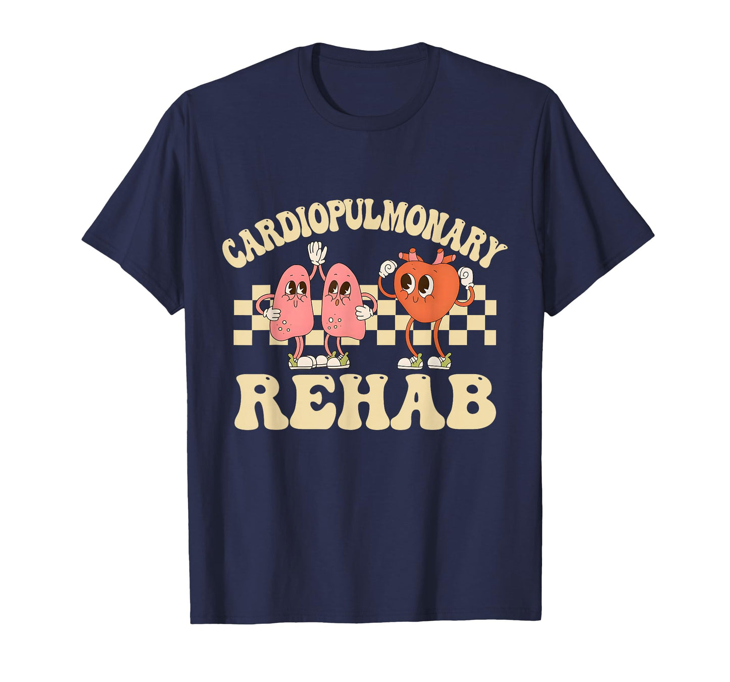 Retro Cardiopulmonary Rehab Nurse T-Shirt - Women's Healthcare Professional Black Heart Short Sleeve Crew Neck T-Shirt - Size 6 (US Medium)
