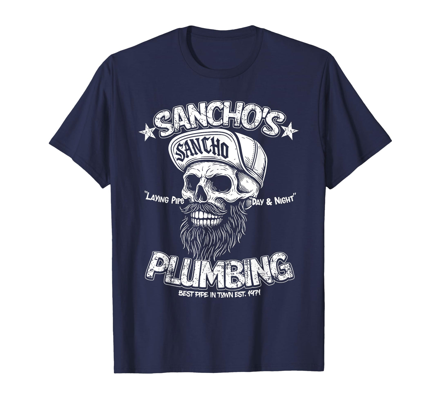 Sancho's Plumbing Laying Pipe Skeleton Plumber Funny T-Shirt