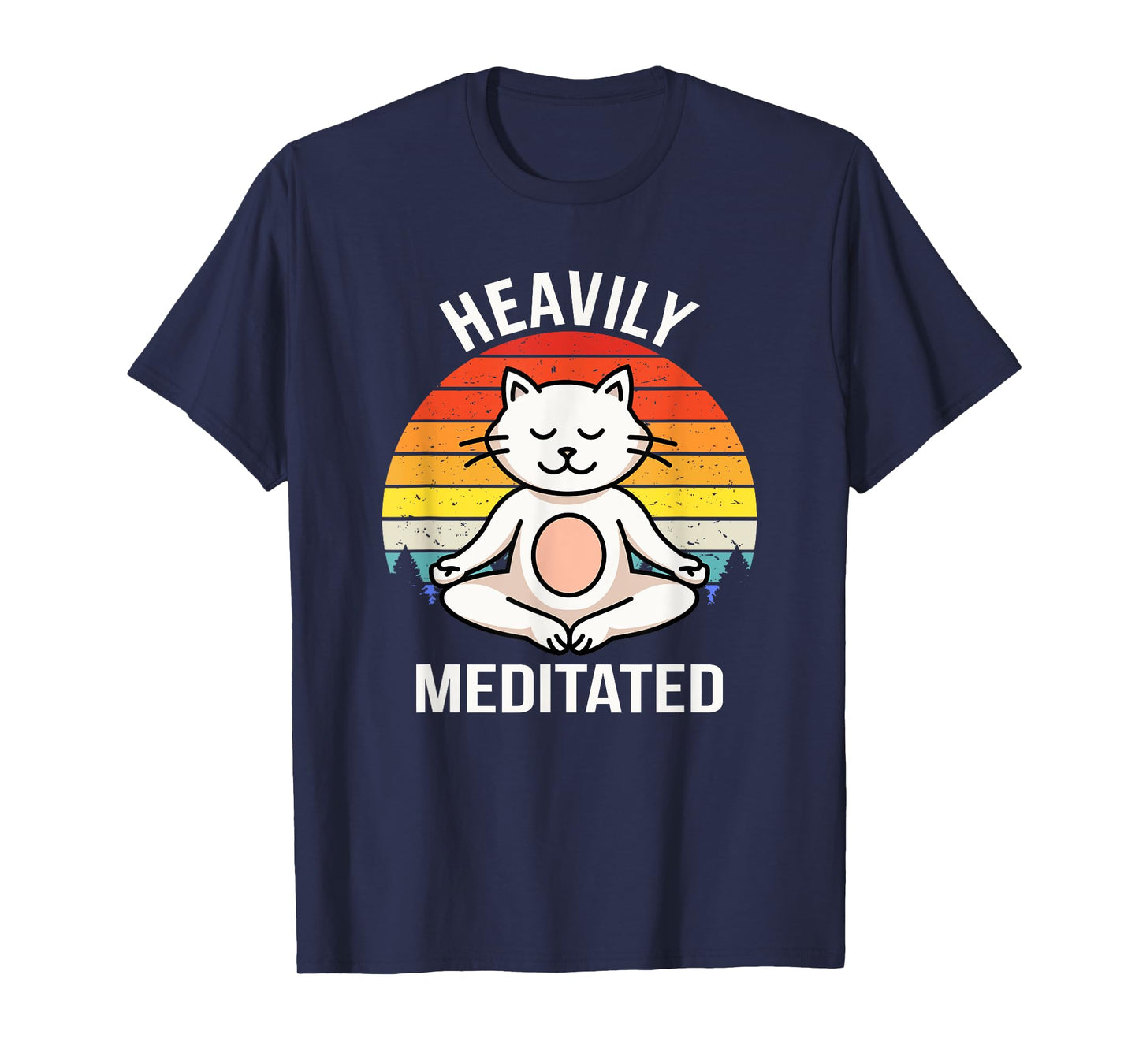 Heavily Meditated Yoga Meditation Spiritual Buddhist Cat T-Shirt for Men Women Kids